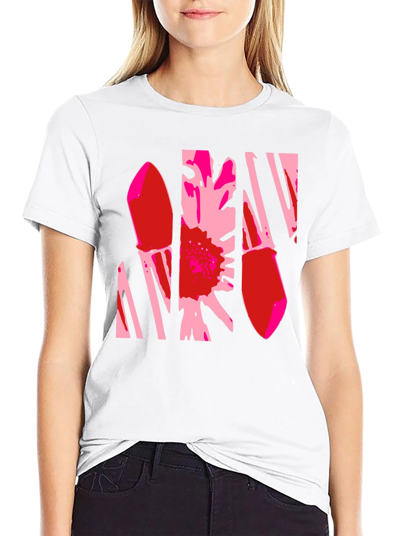 Abstract Flower Graphic T-Shirt - Black