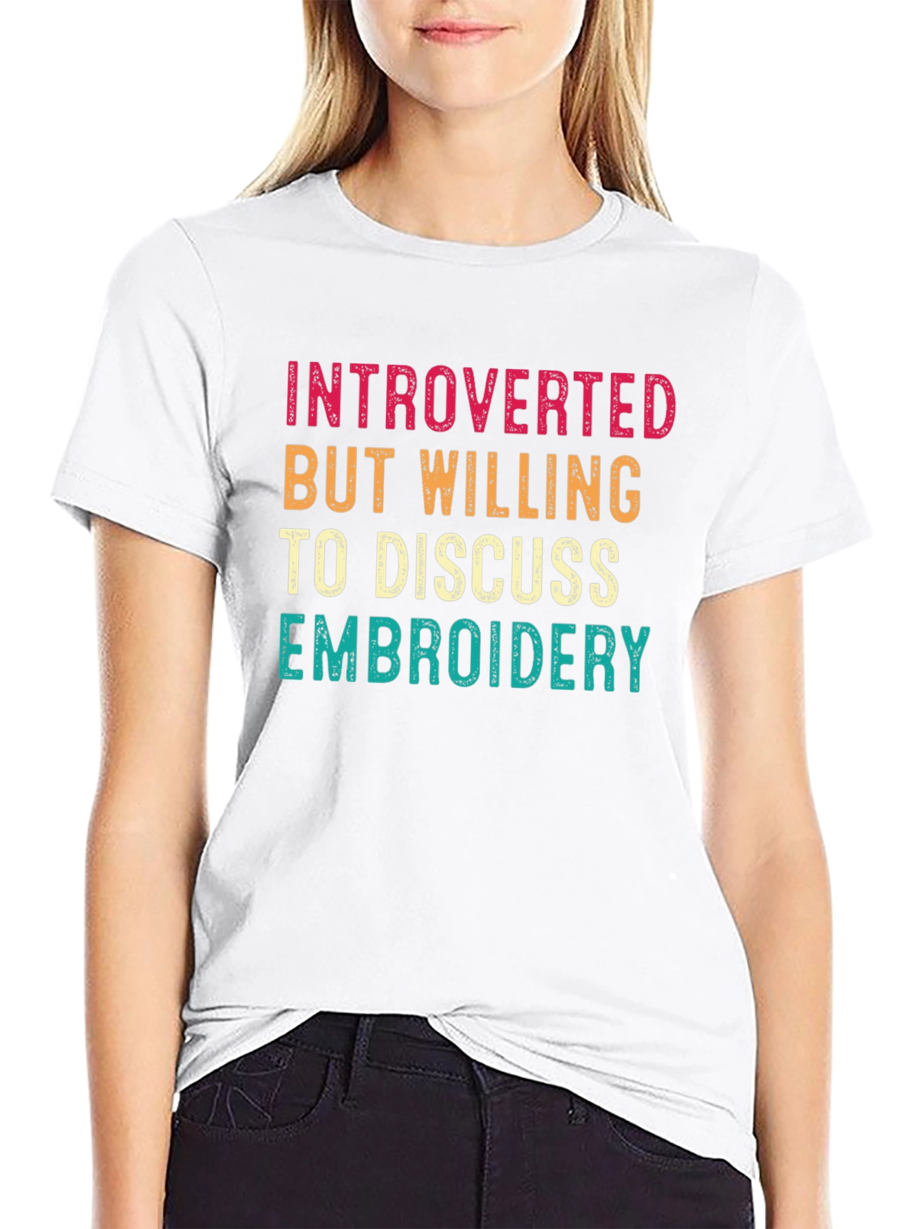 Introverted Embroidery T-Shirt Funny Shirt