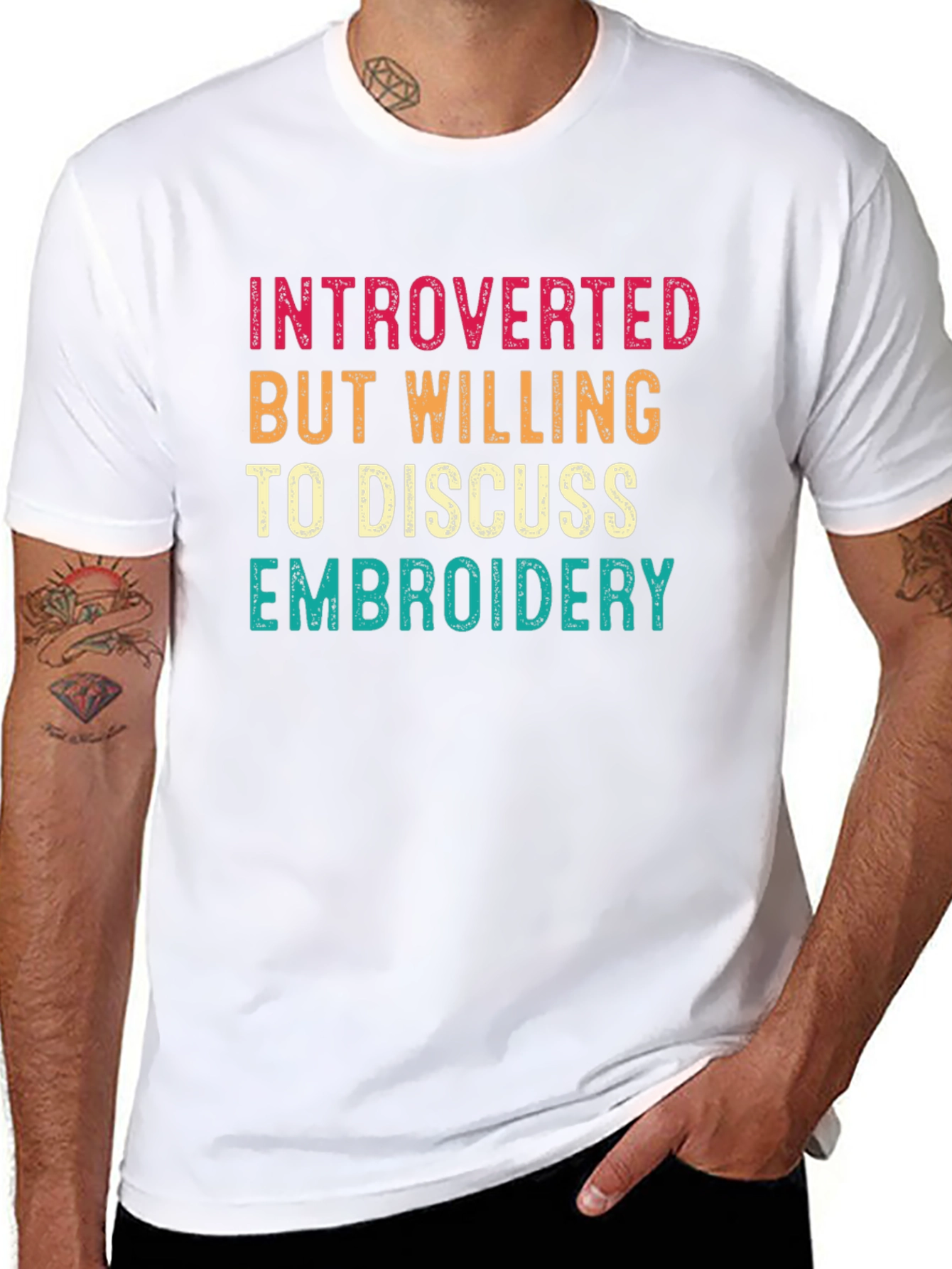 Introverted Embroidery T-Shirt Funny Shirt