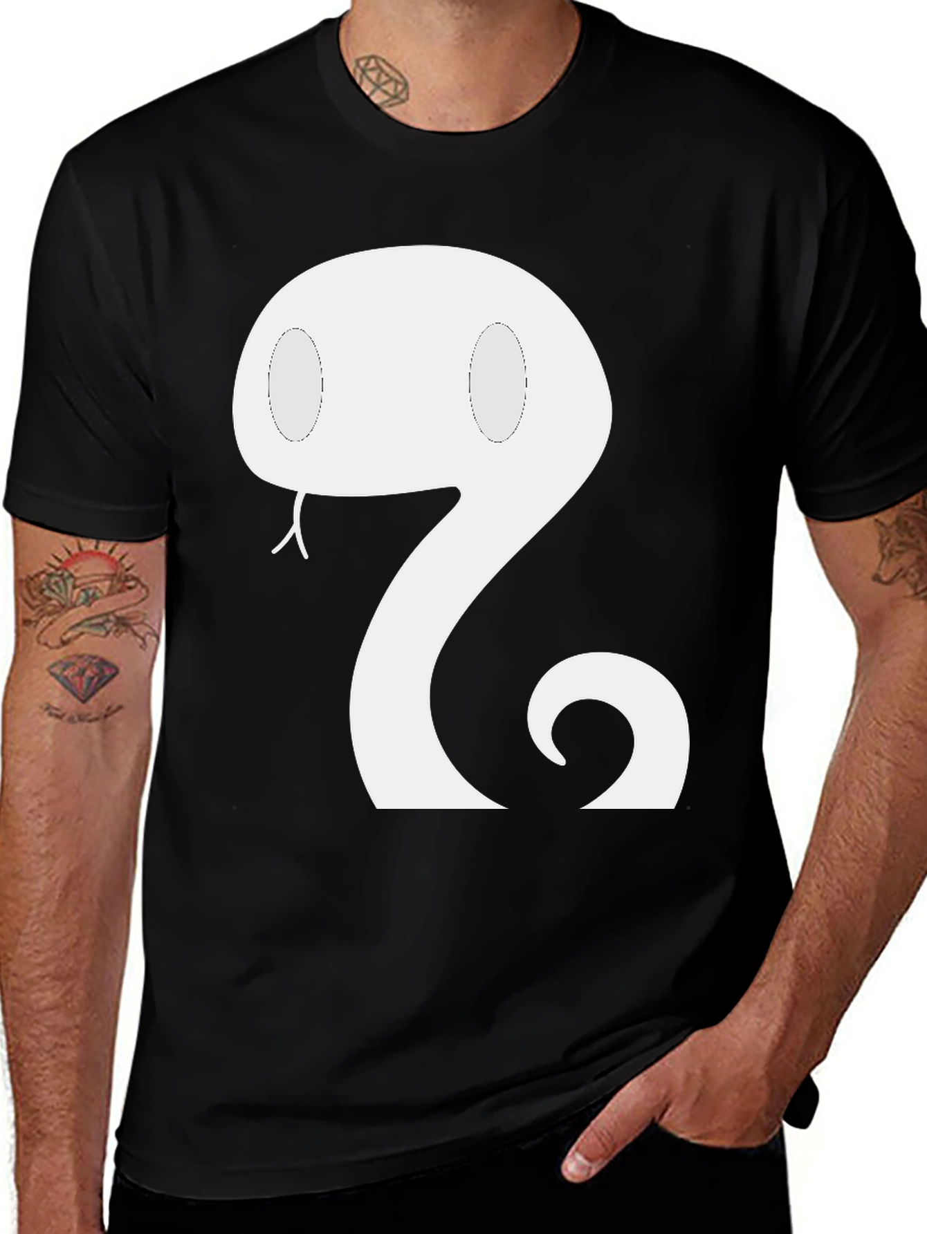 Snake Graphic Tee - Black Cotton T-Shirt