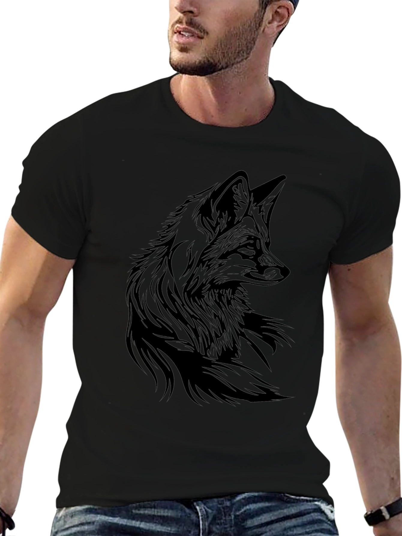 Black Fox Graphic Tee - Stylish Mens T-Shirt