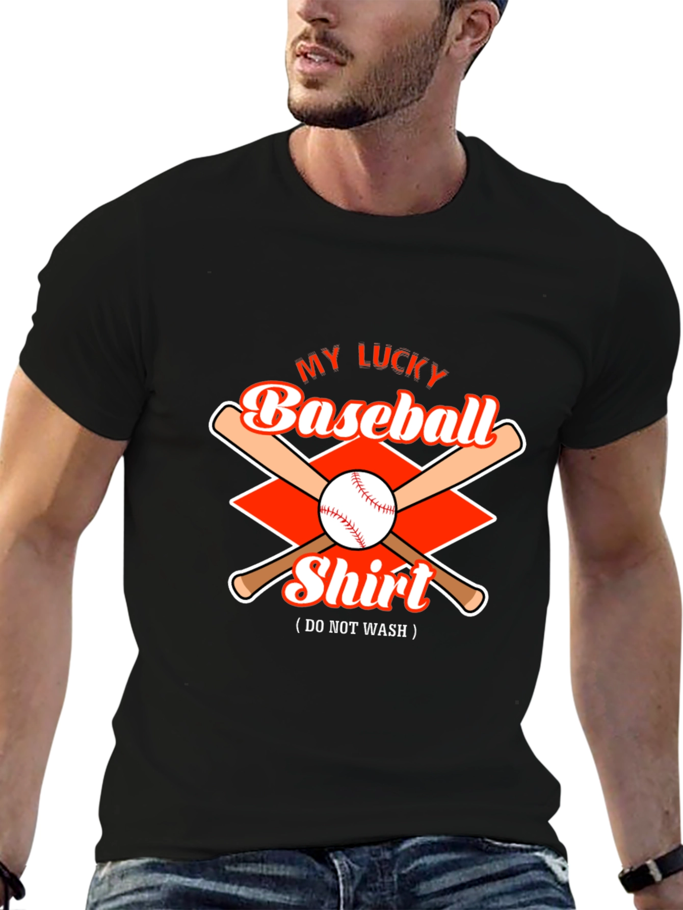 Lucky Baseball Shirt - Mens Black Graphic Tee