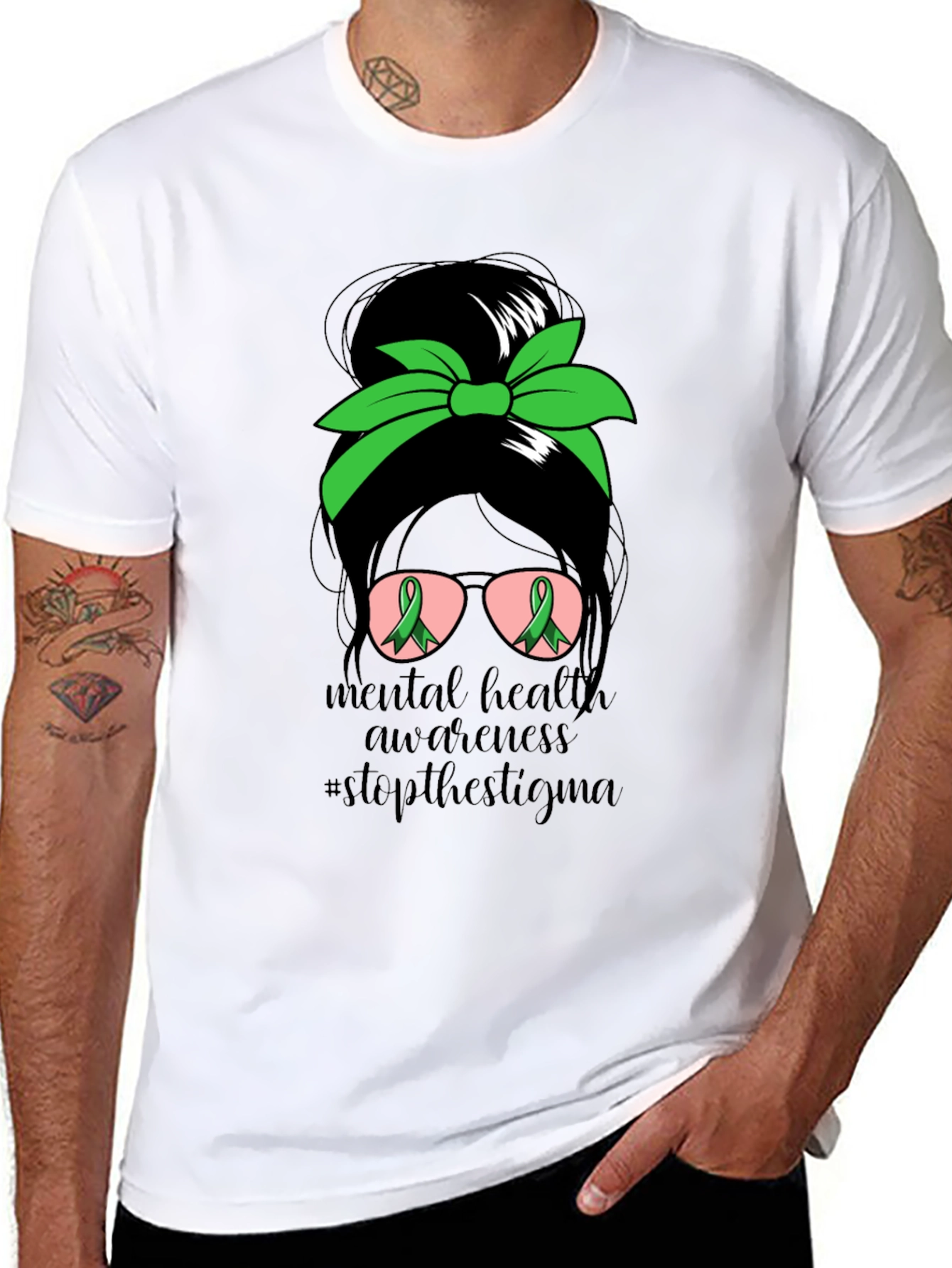 Mental Health Awareness Messy Bun T-Shirt