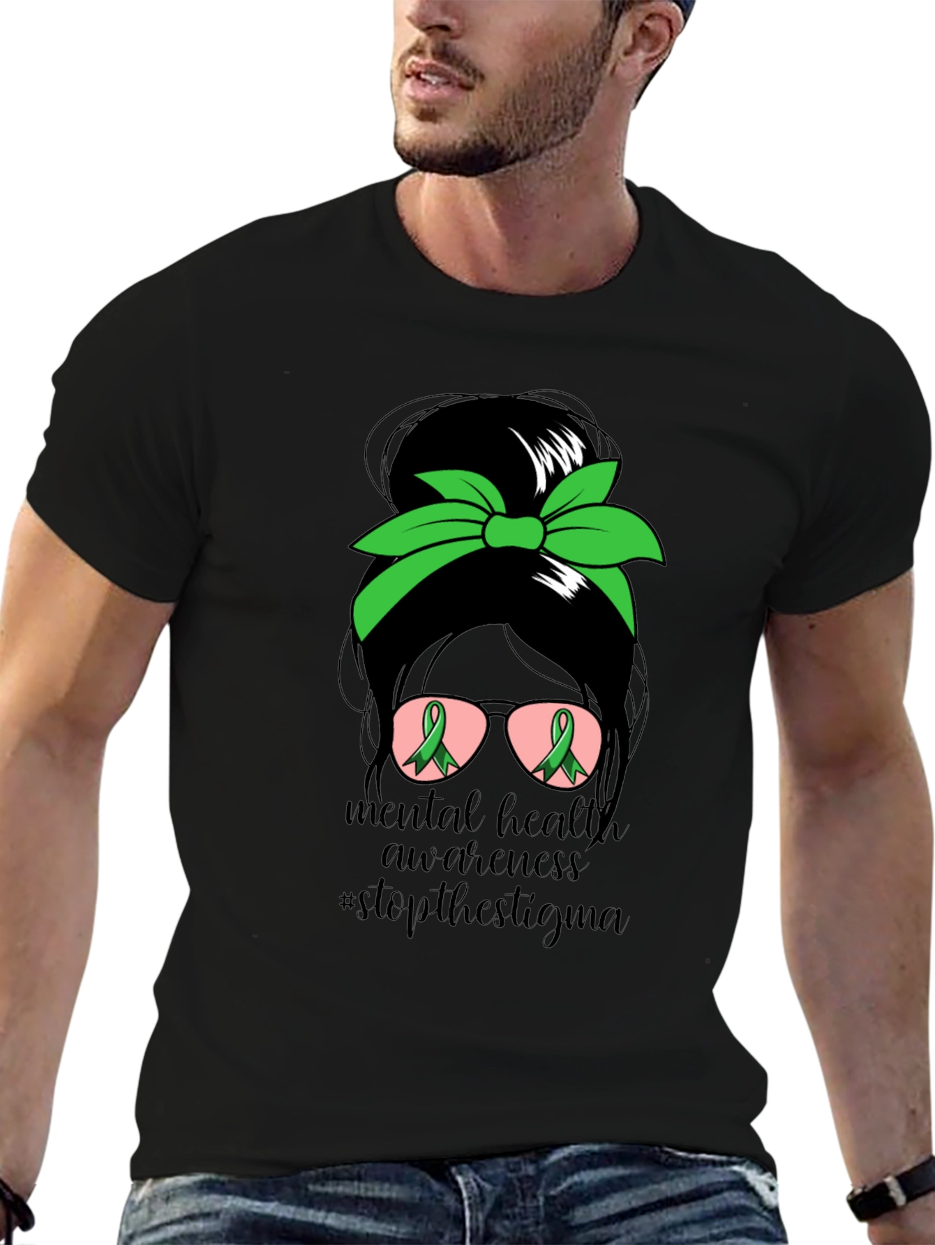Mental Health Awareness Messy Bun T-Shirt