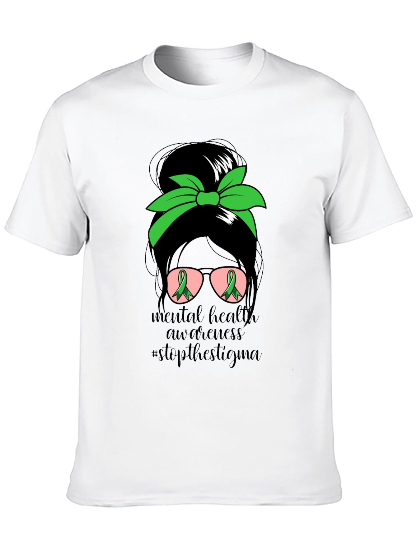 Mental Health Awareness Messy Bun T-Shirt
