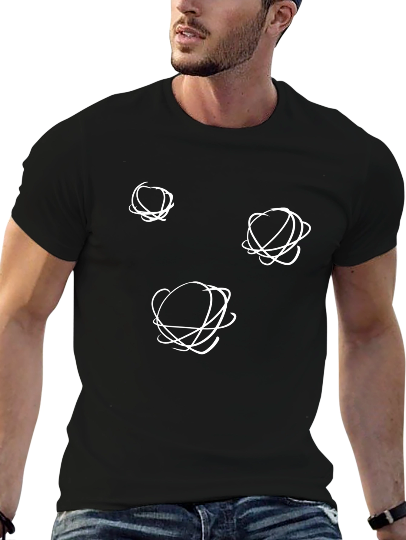 Abstract Orbit Design Black T-Shirt