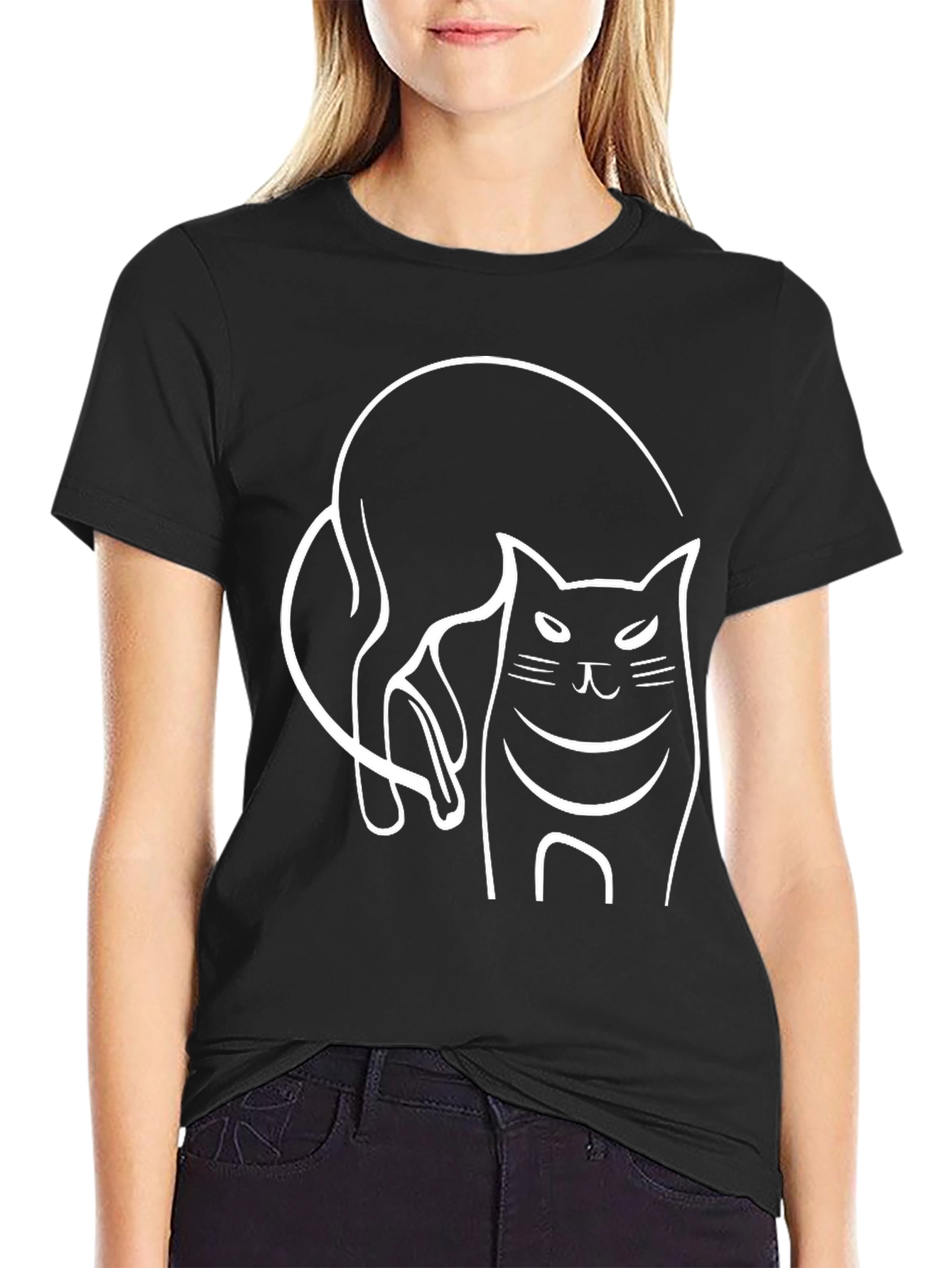 Cool Cat Graphic Tee - Black Cotton T-Shirt