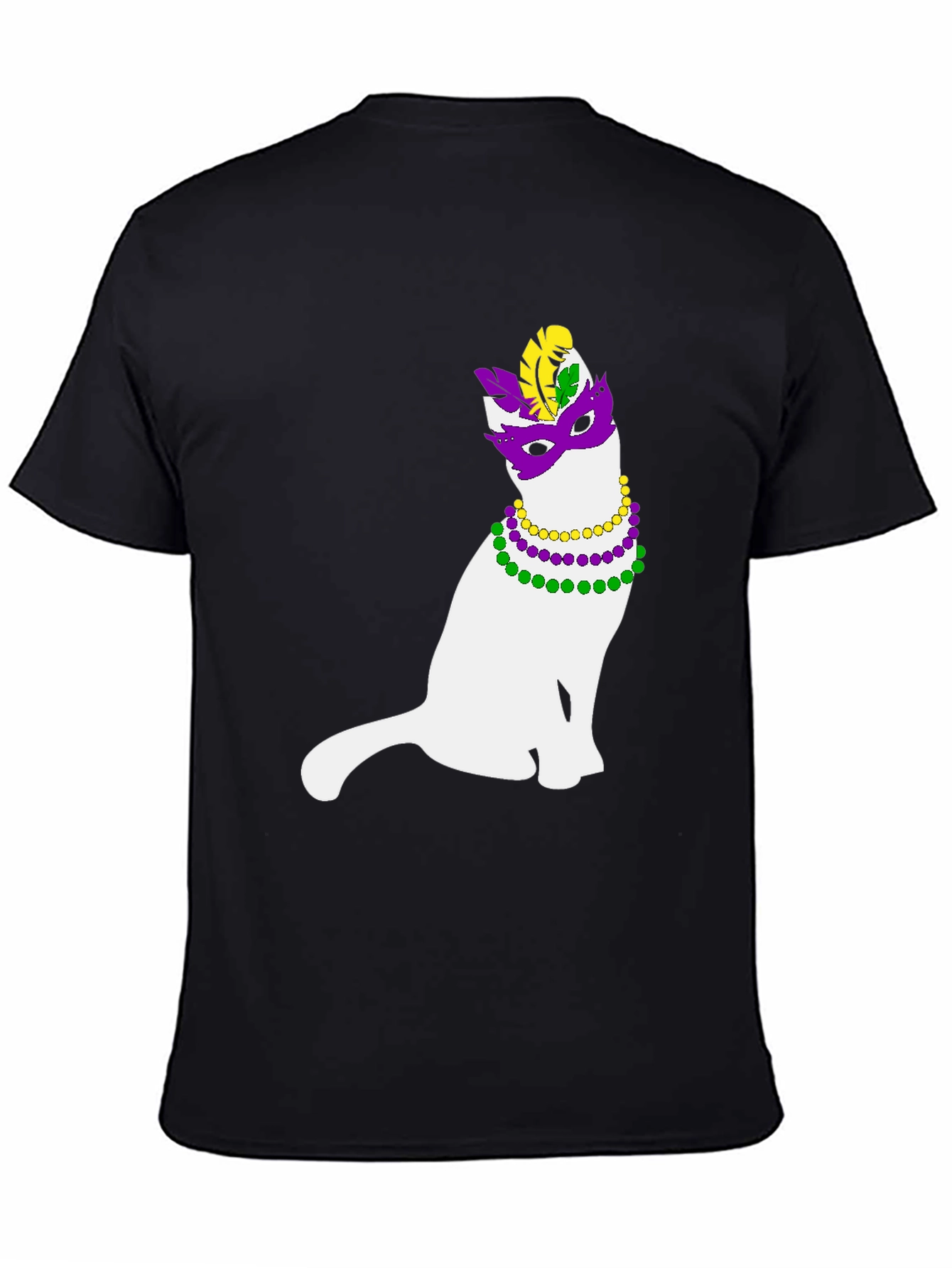 Mardi Gras Cat Graphic Tee - Unisex Black T-Shirt