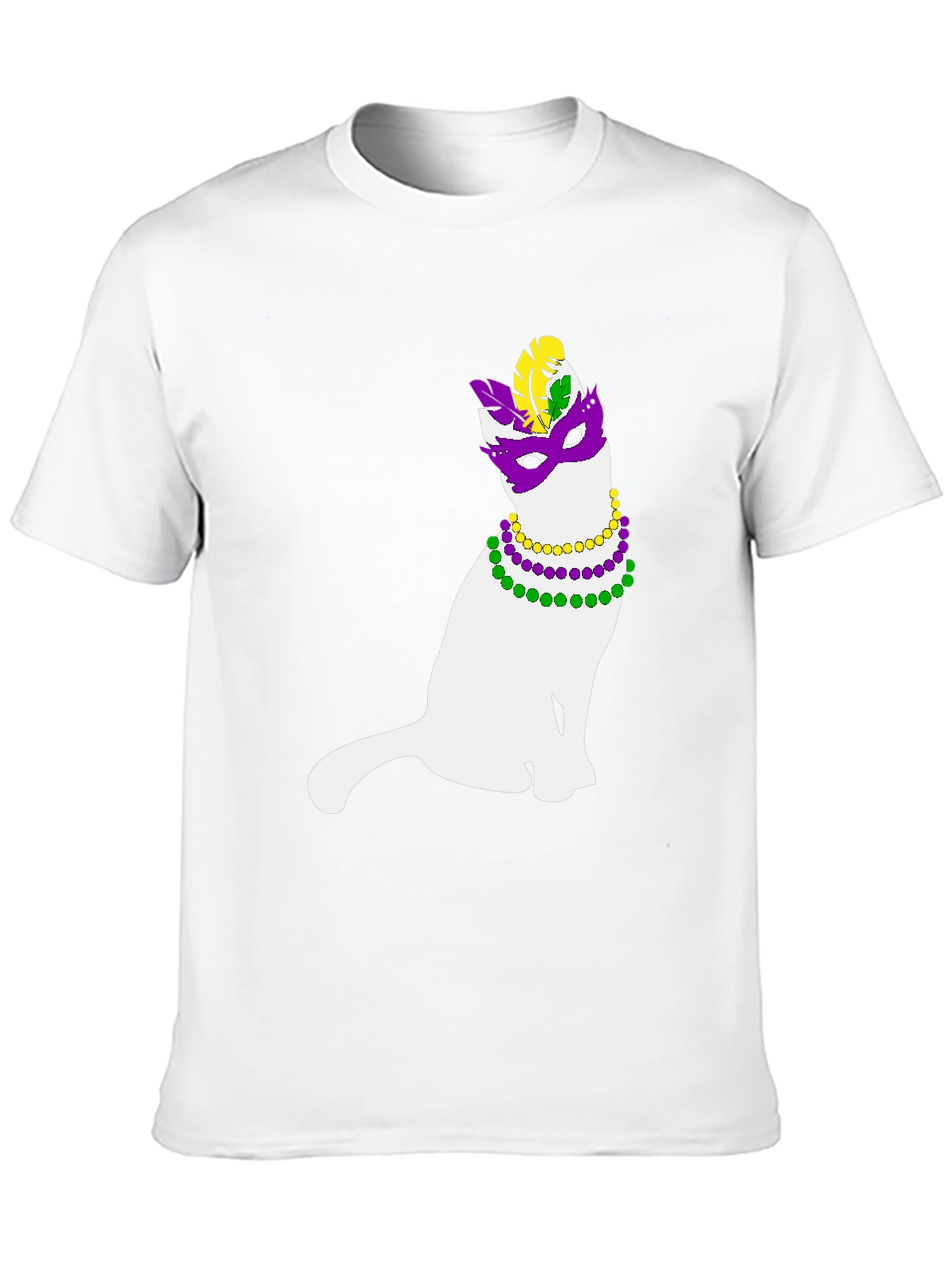 Mardi Gras Cat Graphic Tee - Unisex Black T-Shirt