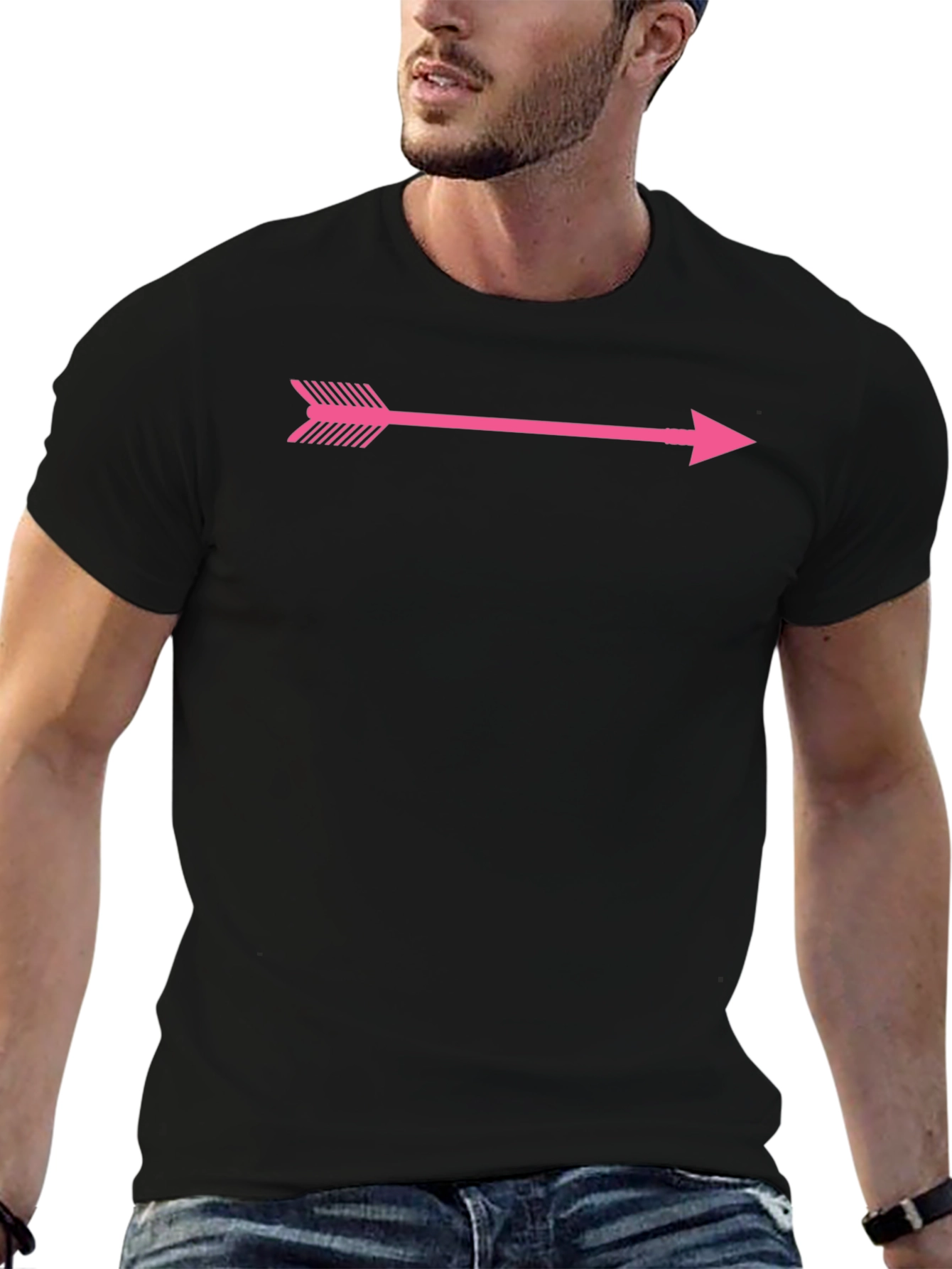 Pink Arrow Graphic Black T-Shirt