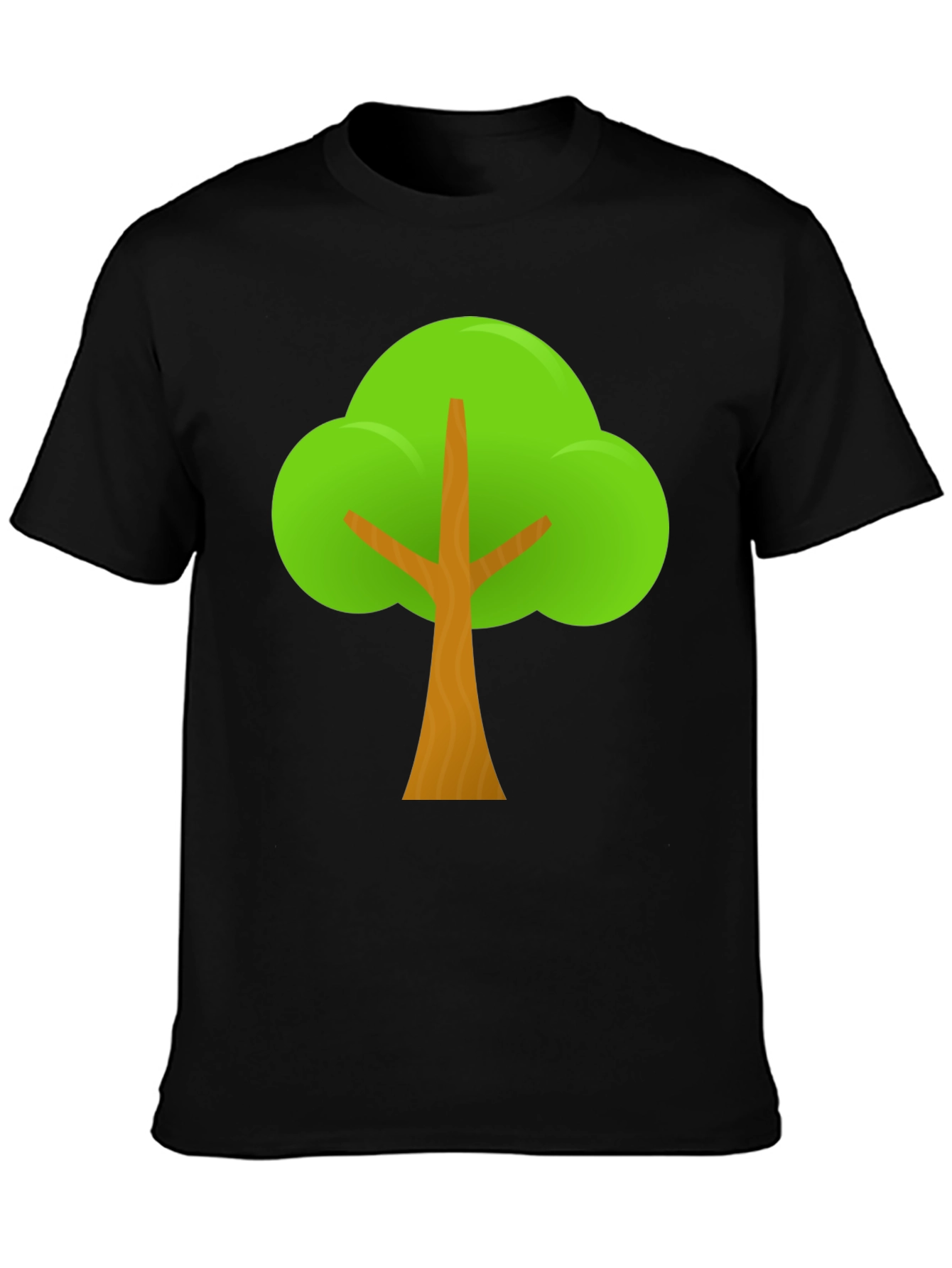 Cartoon Tree Graphic Tee - Black Casual T-Shirt
