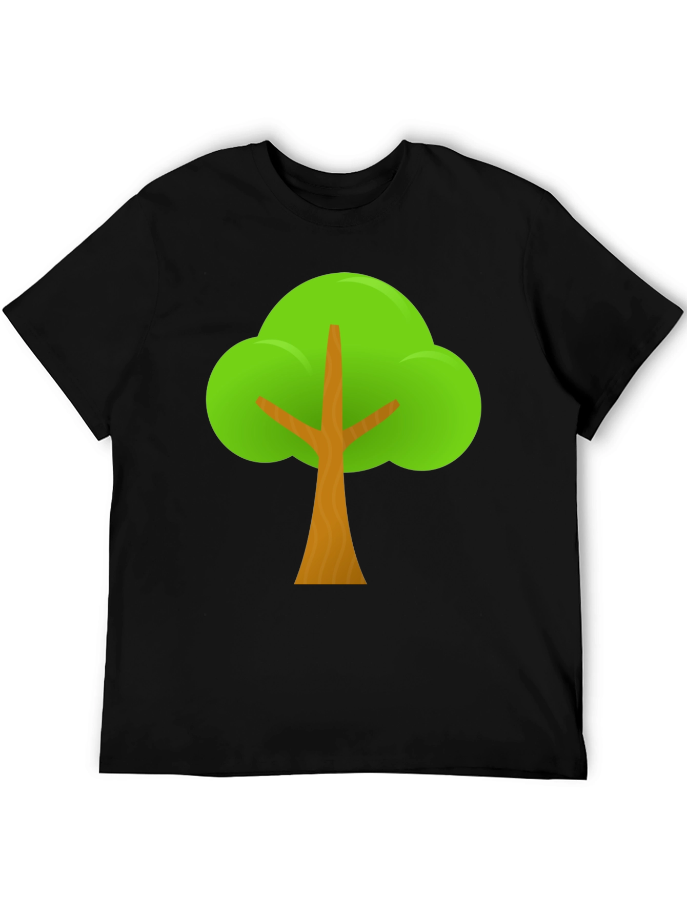 Cartoon Tree Graphic Tee - Black Casual T-Shirt