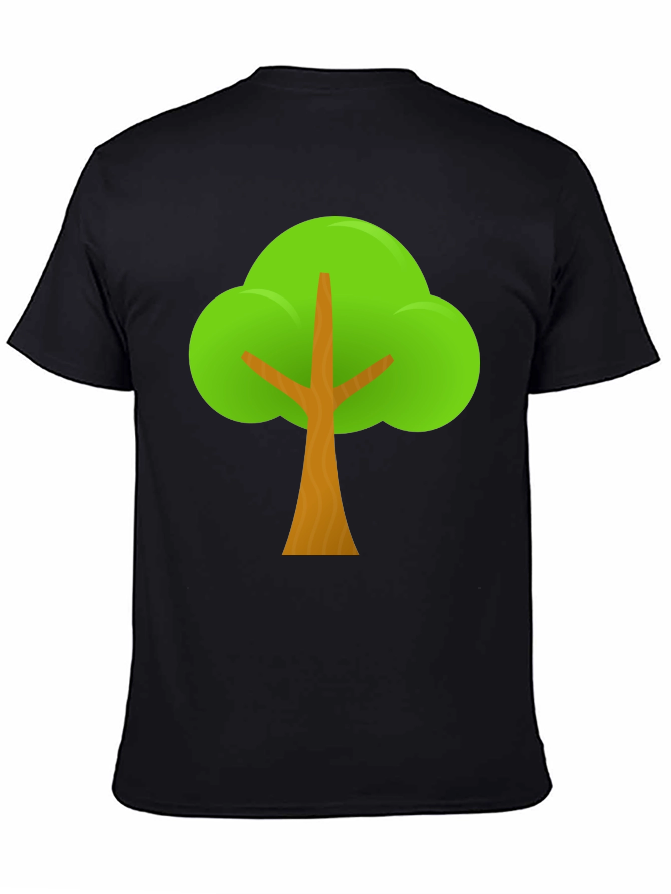 Cartoon Tree Graphic Tee - Black Casual T-Shirt
