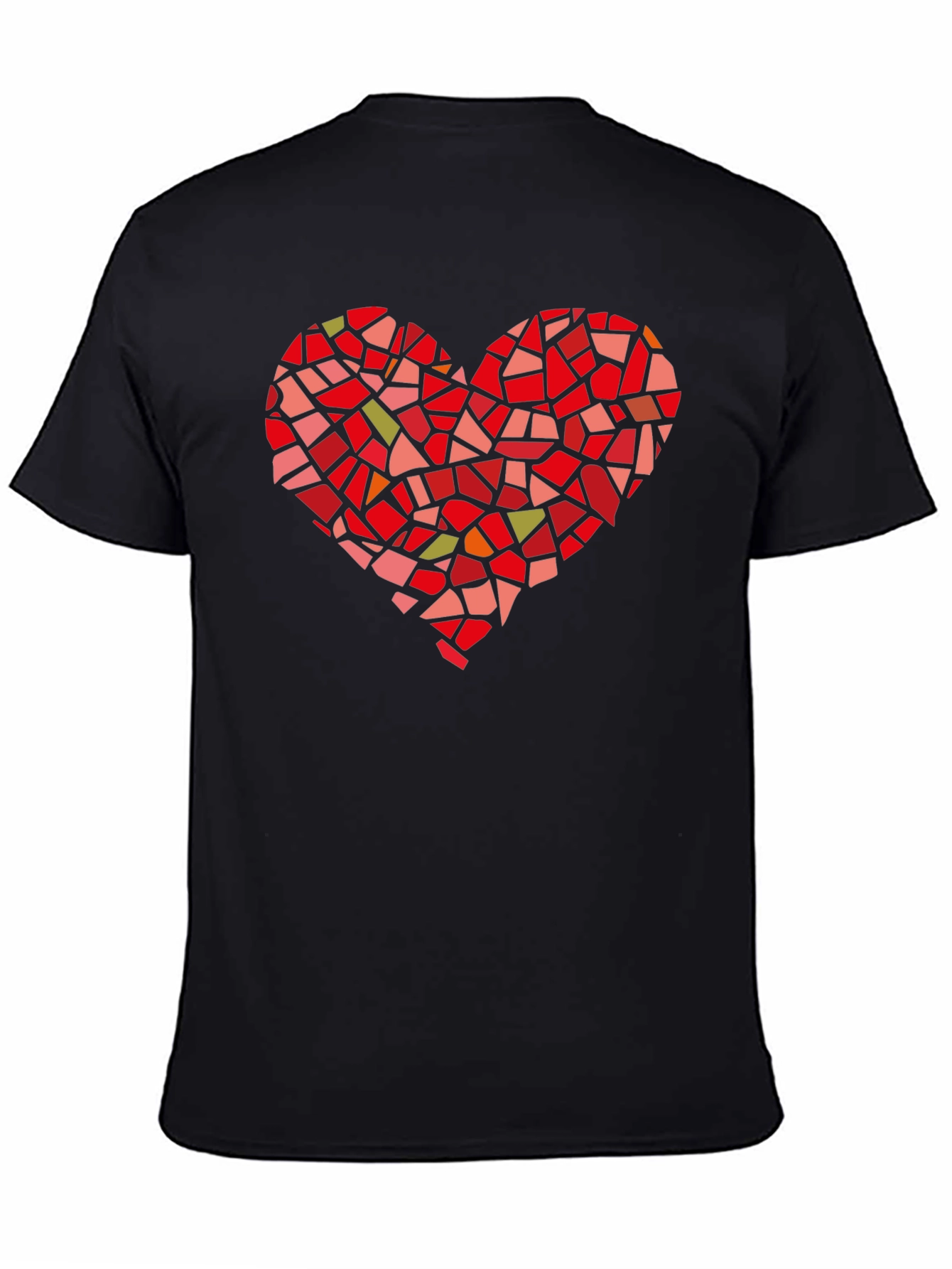 Mosaic Heart Graphic Tee - Black Cotton T-Shirt