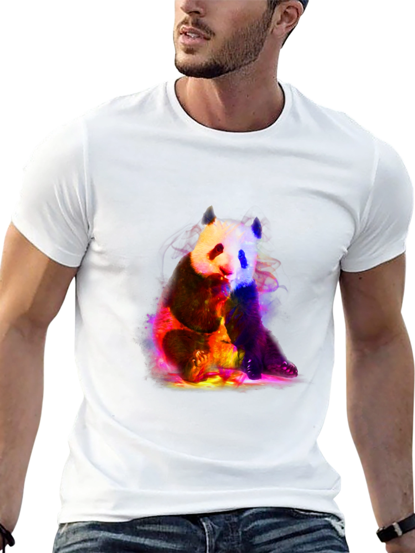 Neon Panda Graphic T-Shirt - Black