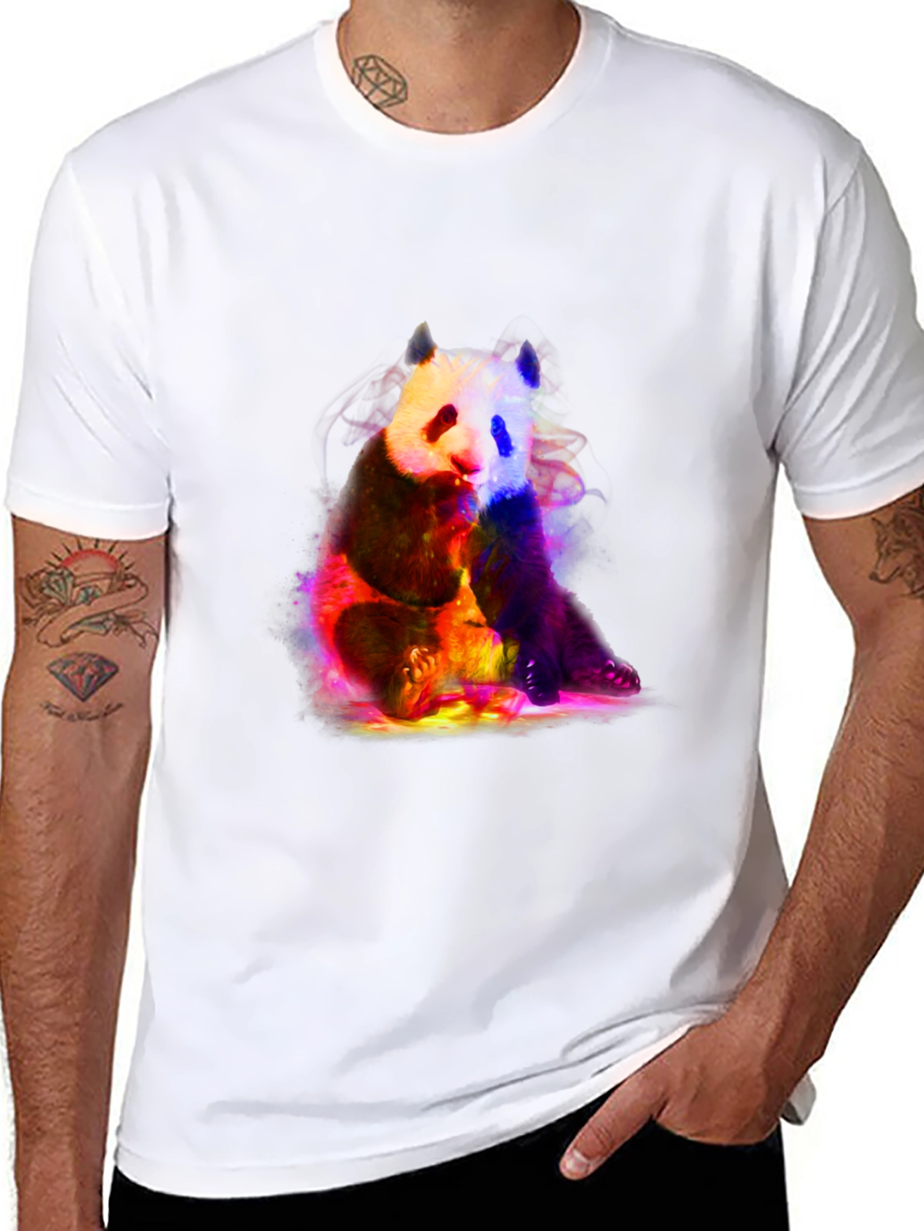 Neon Panda Graphic T-Shirt - Black