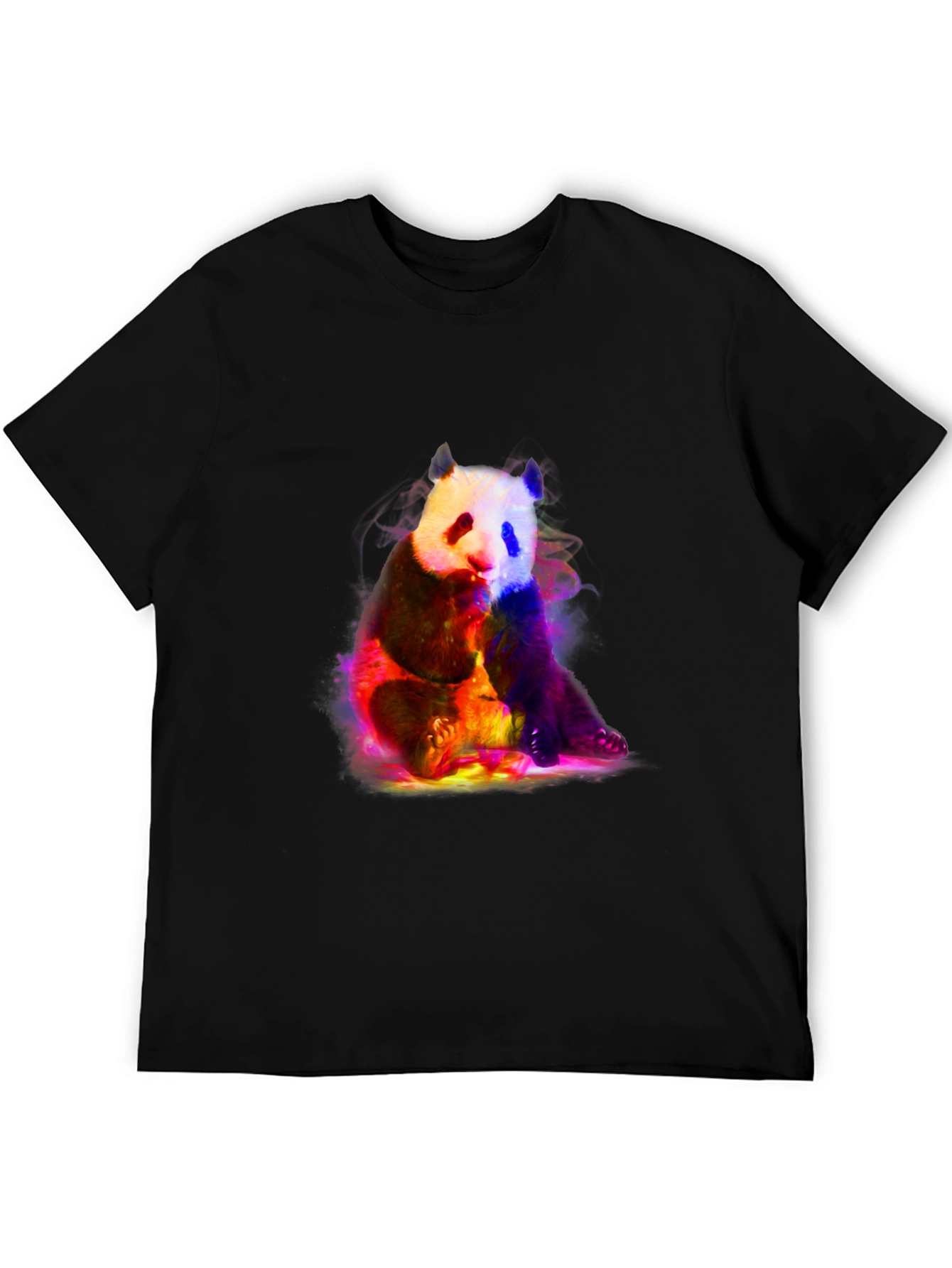 Neon Panda Graphic T-Shirt - Black