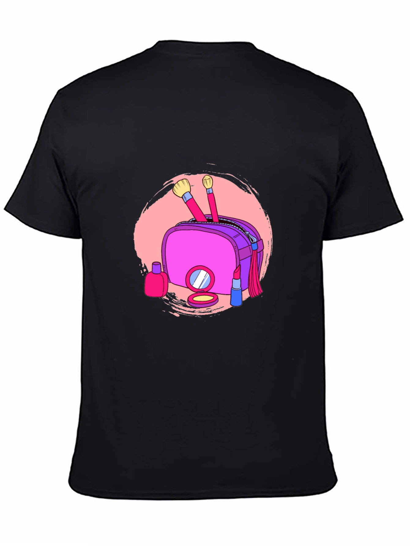 Makeup Bag Graphic Tee - Stylish Black T-Shirt
