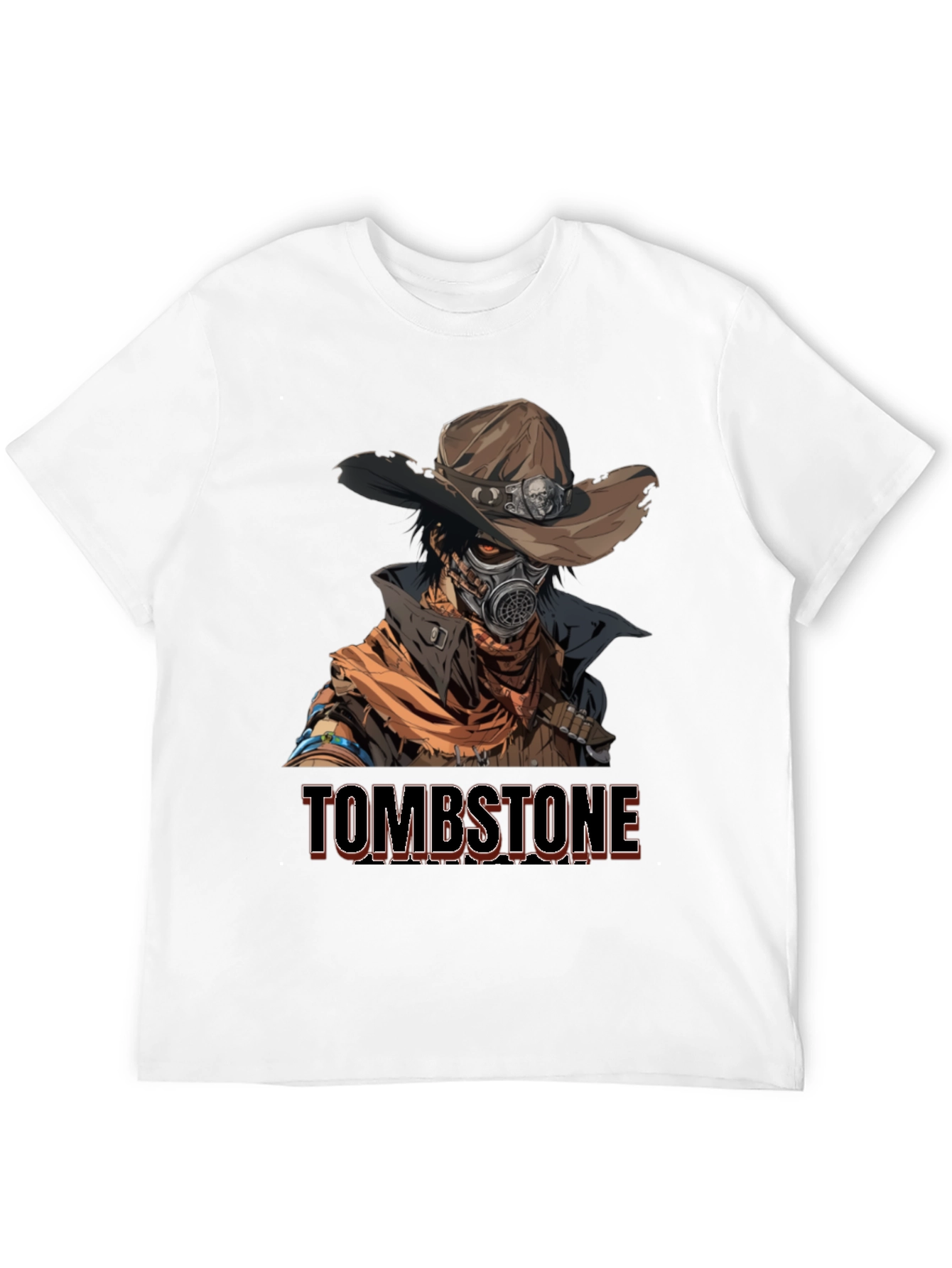 Tombstone Cowboy Gas Mask Graphic T-Shirt
