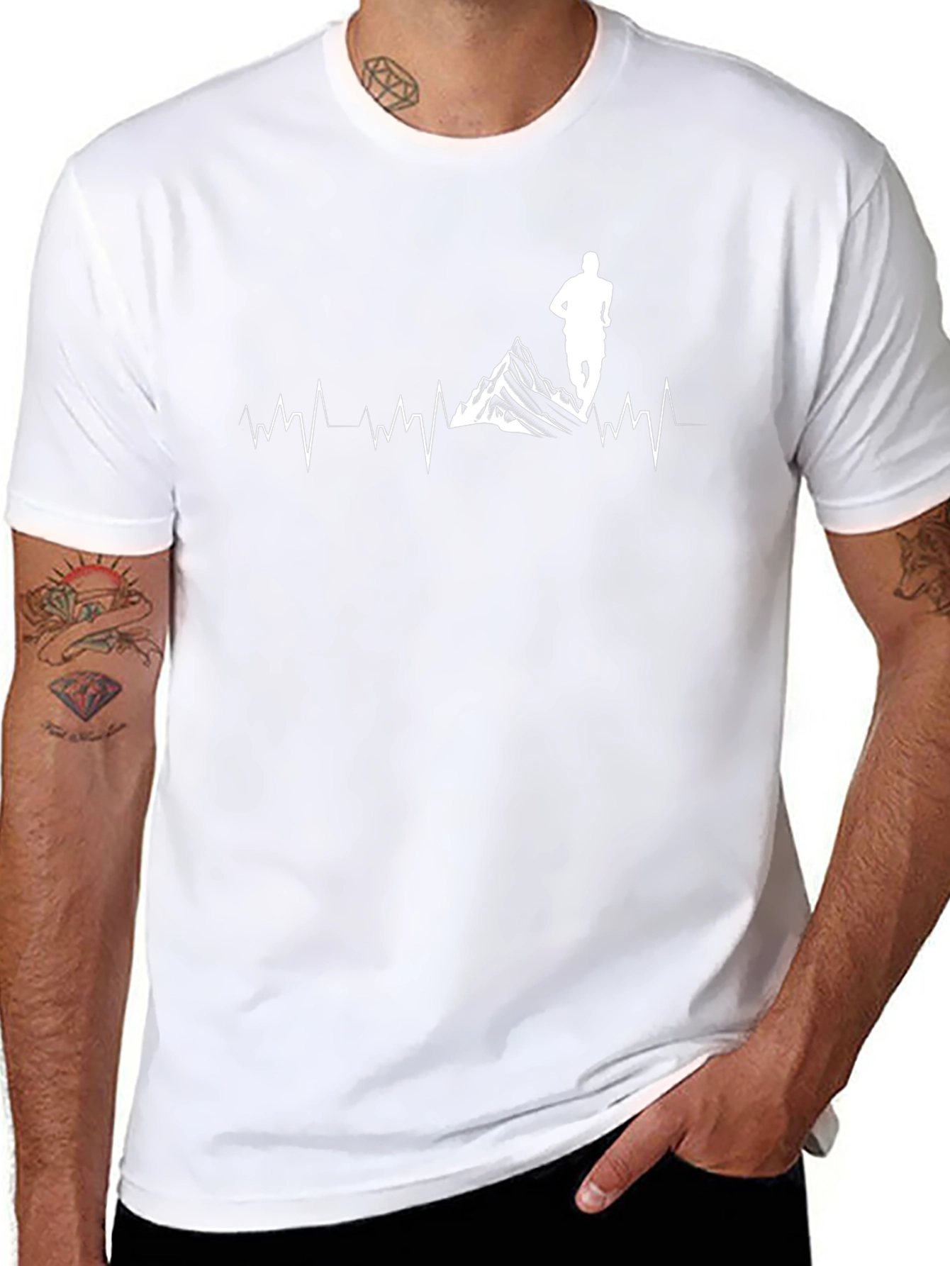 Mountain Runner Heartbeat T-Shirt - Black