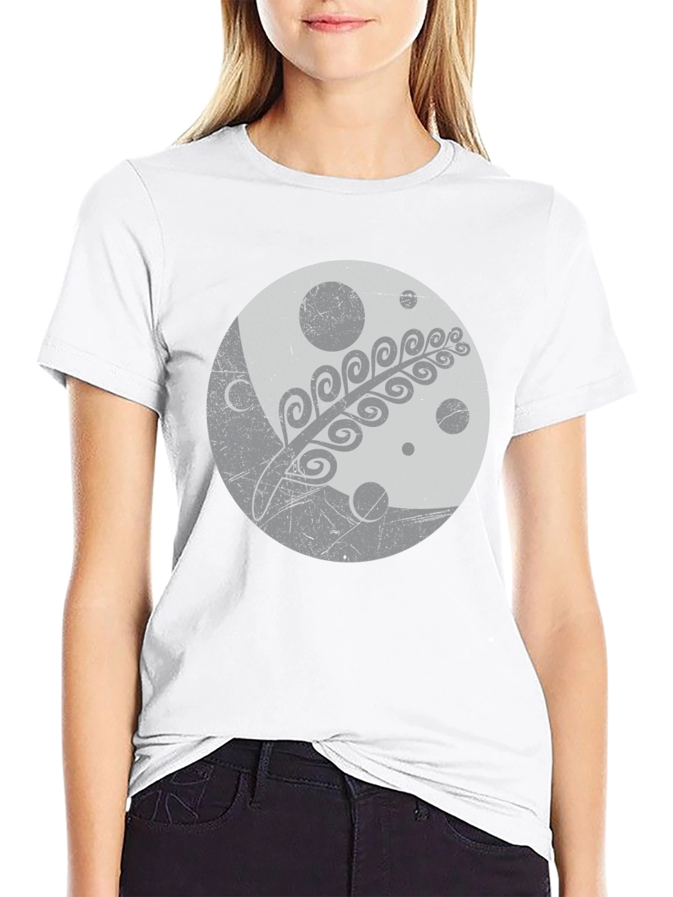Abstract Moon Print Black Tee