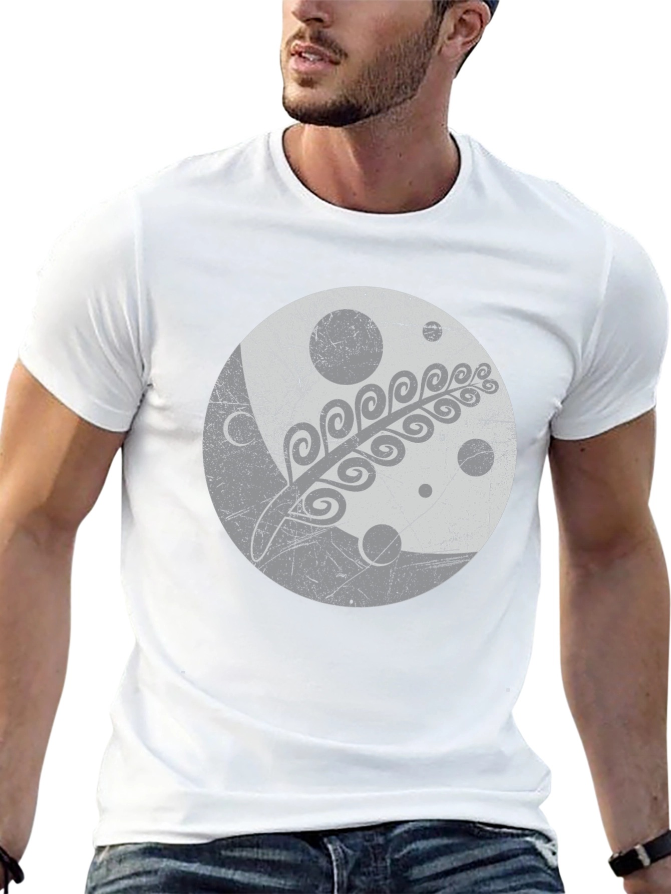 Abstract Moon Print Black Tee