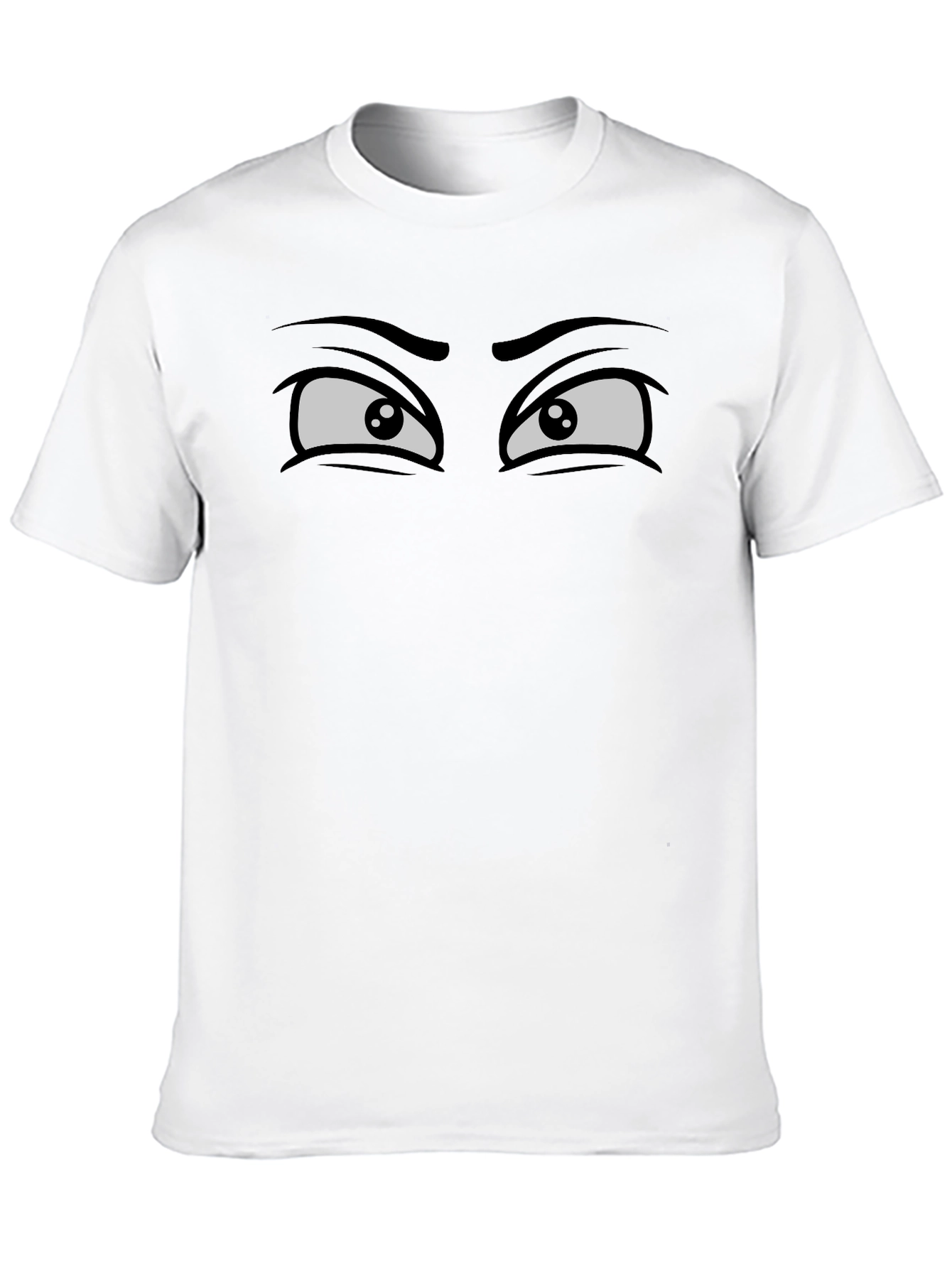 Funny Cartoon Eyes Graphic Black T-Shirt