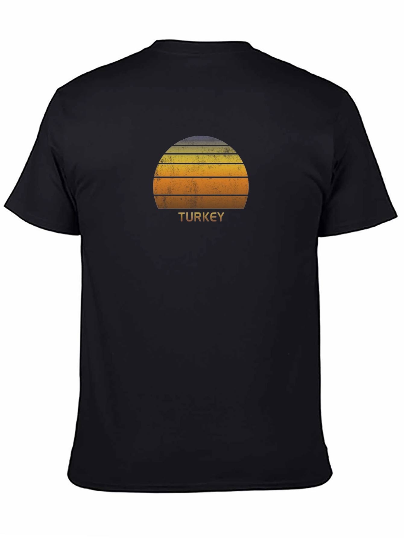 Turkey Retro Sunset Graphic Tee - Black Cotton Blend