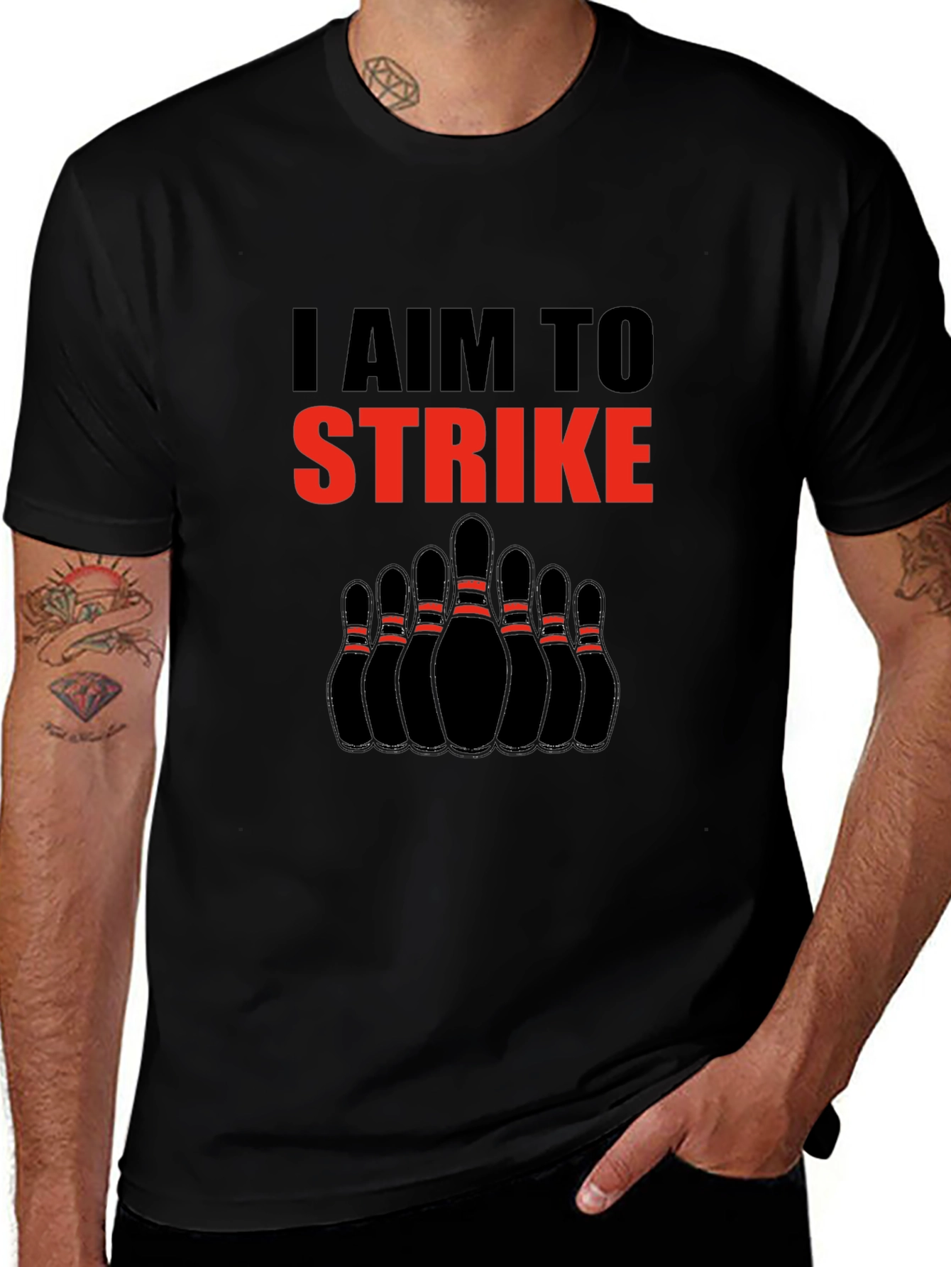 Bowling Strike Graphic Tee - Sporty Mens T-Shirt