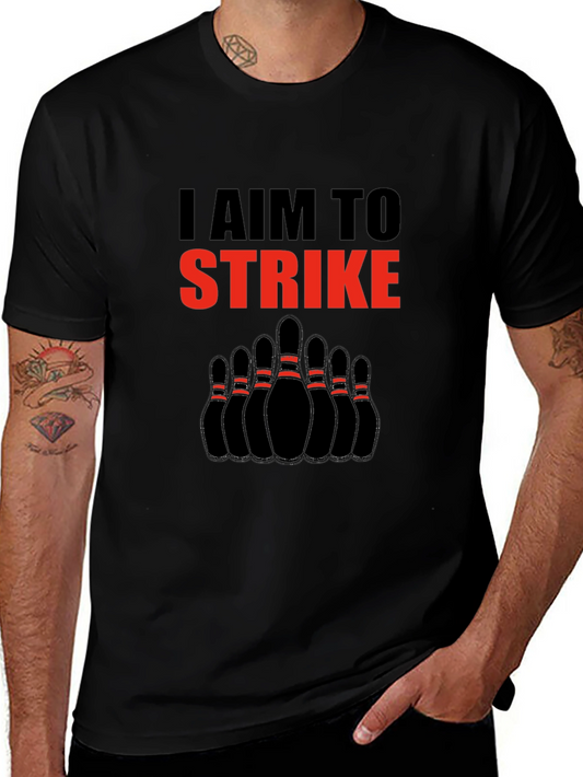 Bowling Strike Graphic Tee - Sporty Mens T-Shirt