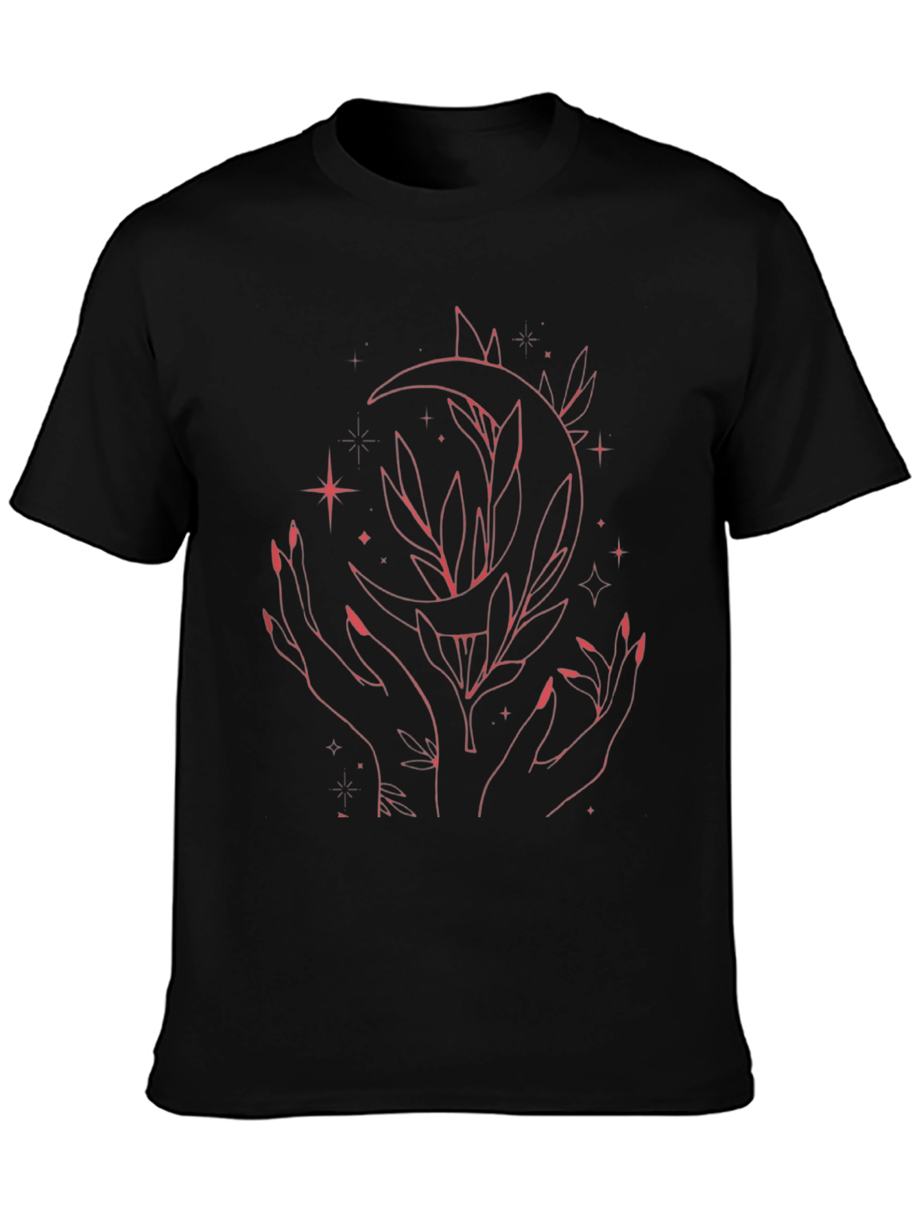 Mystic Moon Hands Graphic Tee - Unisex Black T-Shirt