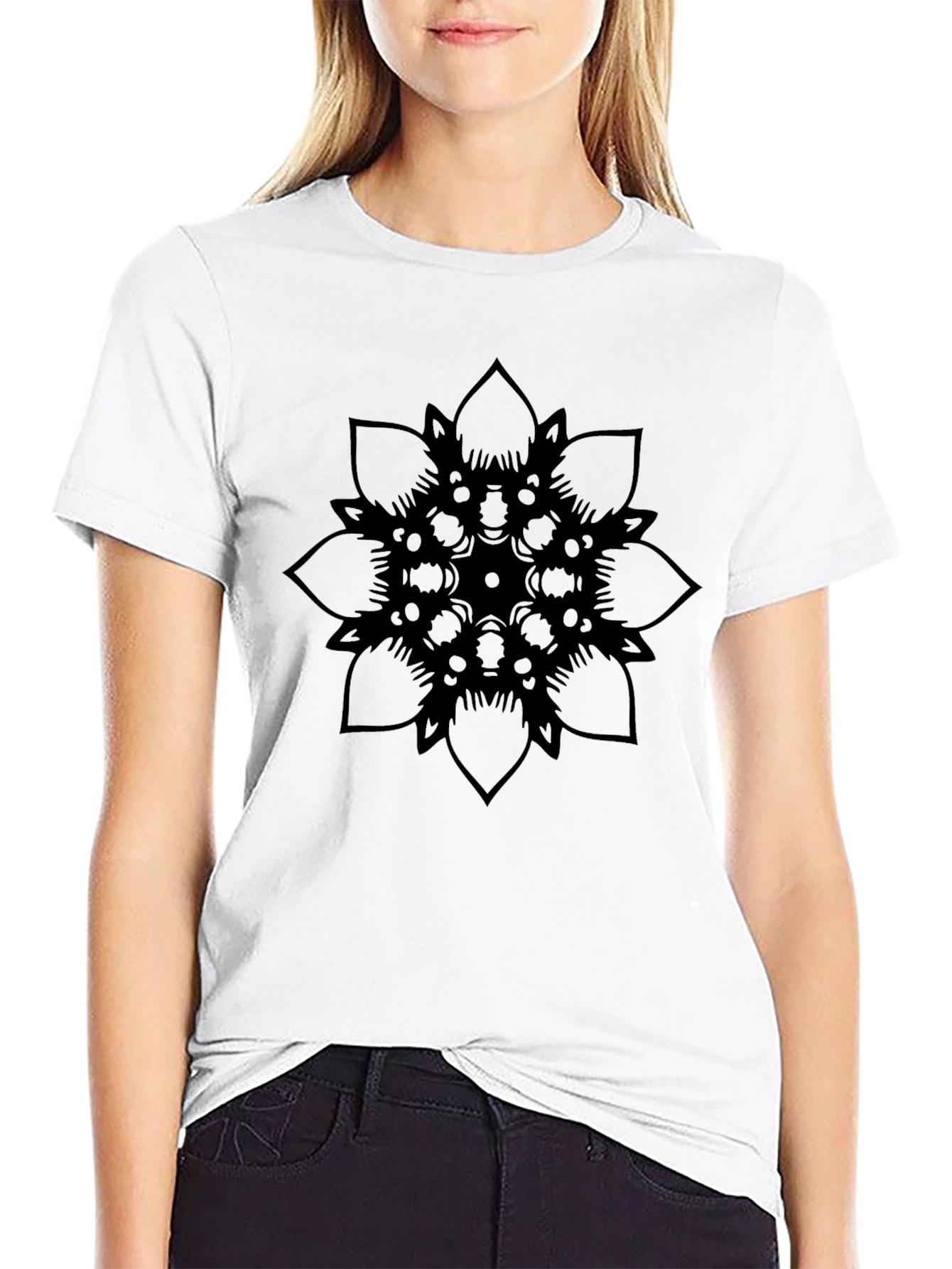 Black Mandala Graphic Tee - Casual Comfort