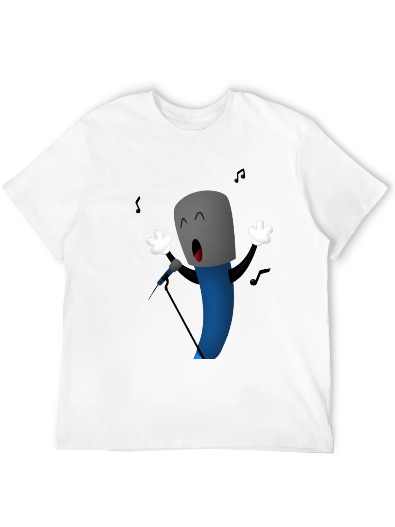 Singing Microphone Cartoon Graphic Black T-Shirt