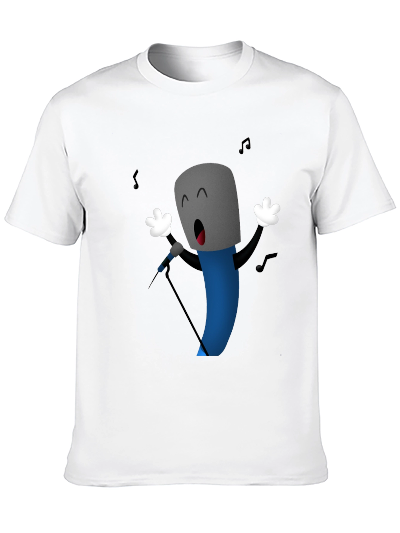 Singing Microphone Cartoon Graphic Black T-Shirt