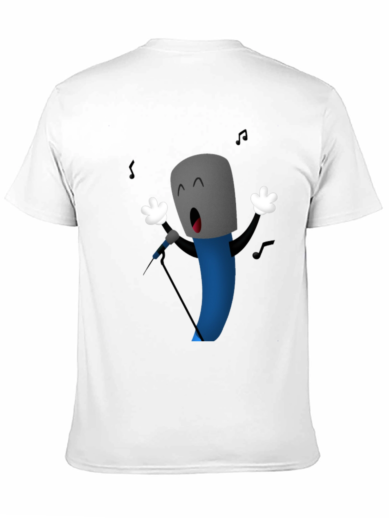 Singing Microphone Cartoon Graphic Black T-Shirt