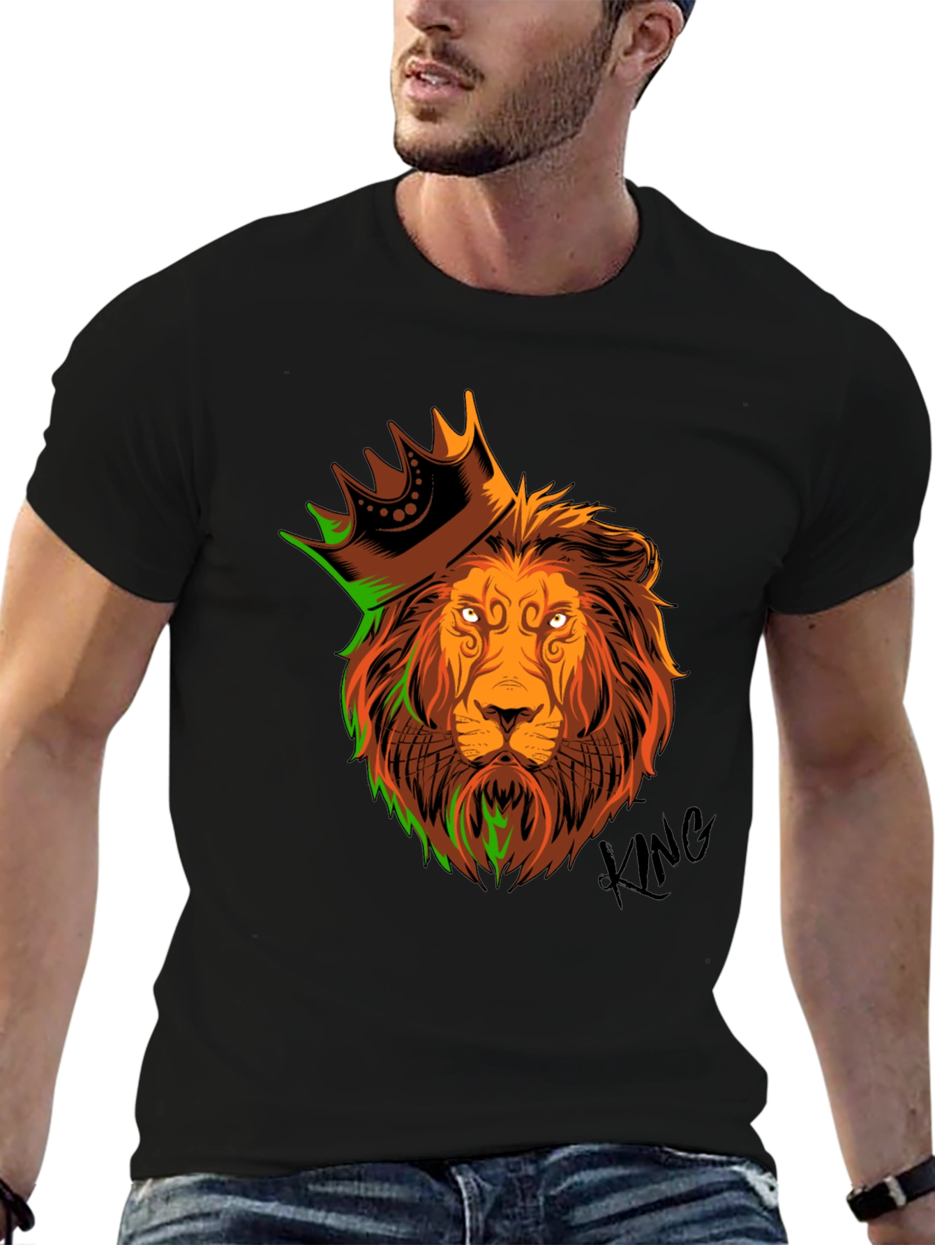 King Lion Graphic T-Shirt - Mens Black Tee