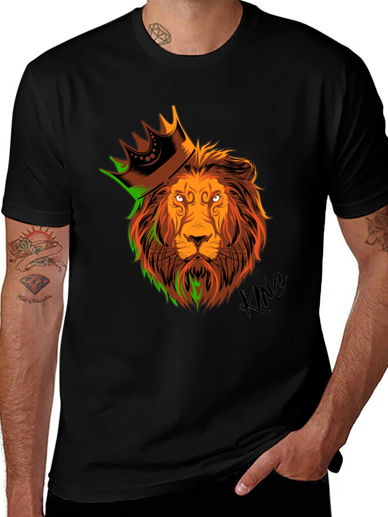 King Lion Graphic T-Shirt - Mens Black Tee