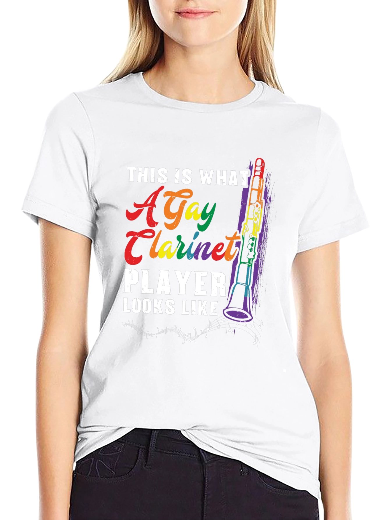Gay Clarinet Player Graphic T-Shirt - Rainbow Pride Tee
