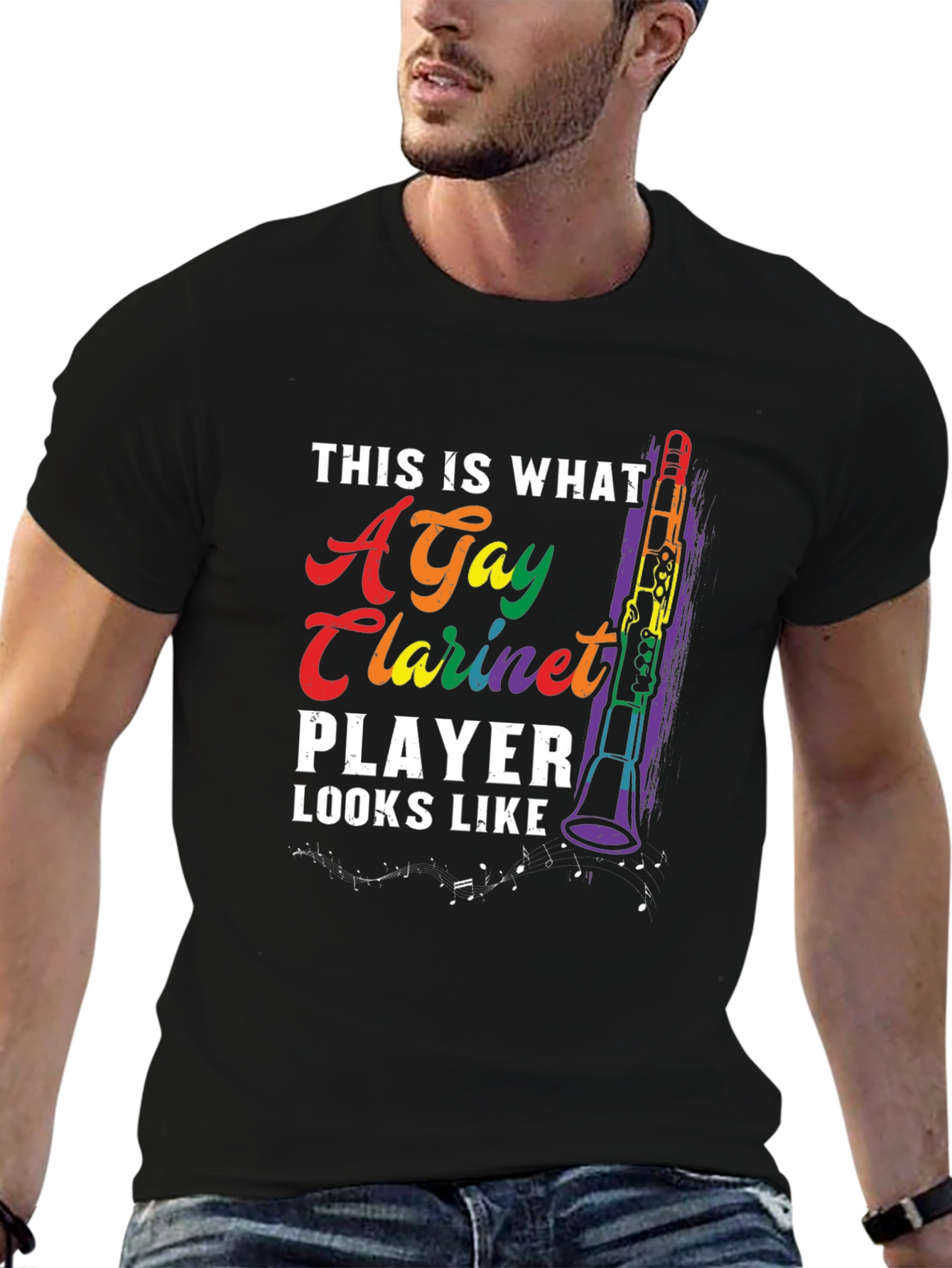 Gay Clarinet Player Graphic T-Shirt - Rainbow Pride Tee