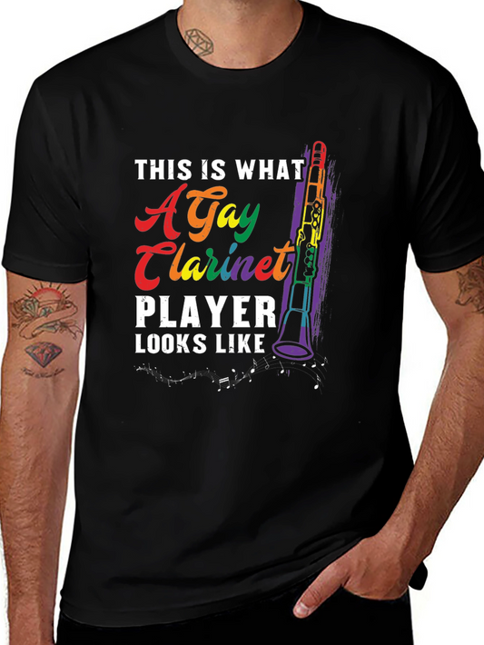 Gay Clarinet Player Graphic T-Shirt - Rainbow Pride Tee