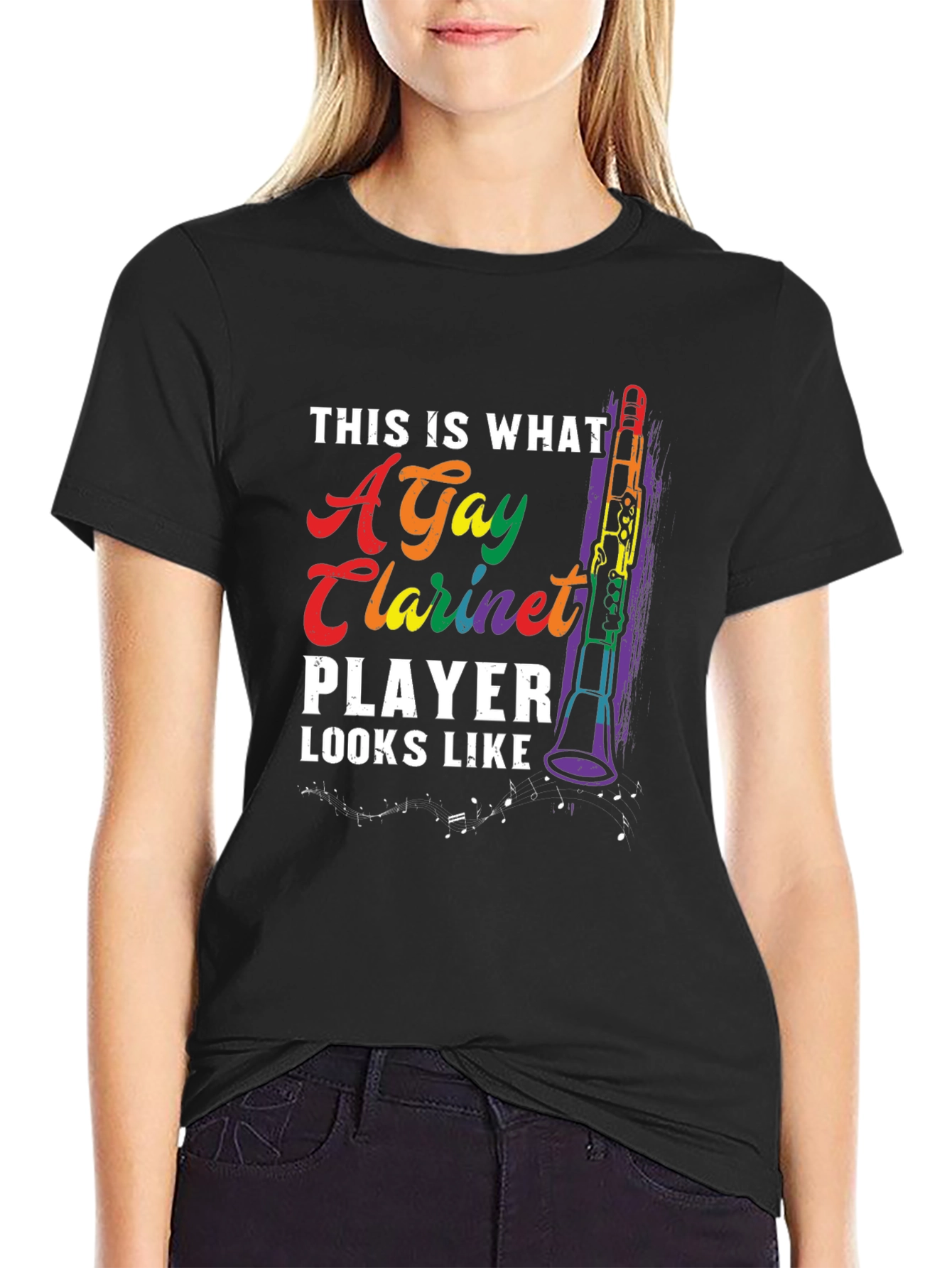 Gay Clarinet Player Graphic T-Shirt - Rainbow Pride Tee
