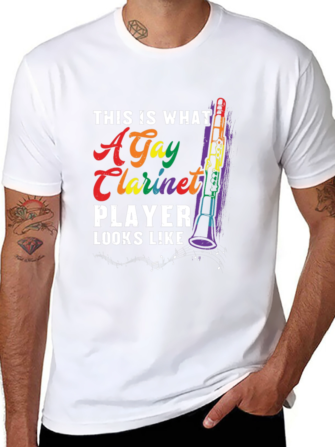 Gay Clarinet Player Graphic T-Shirt - Rainbow Pride Tee