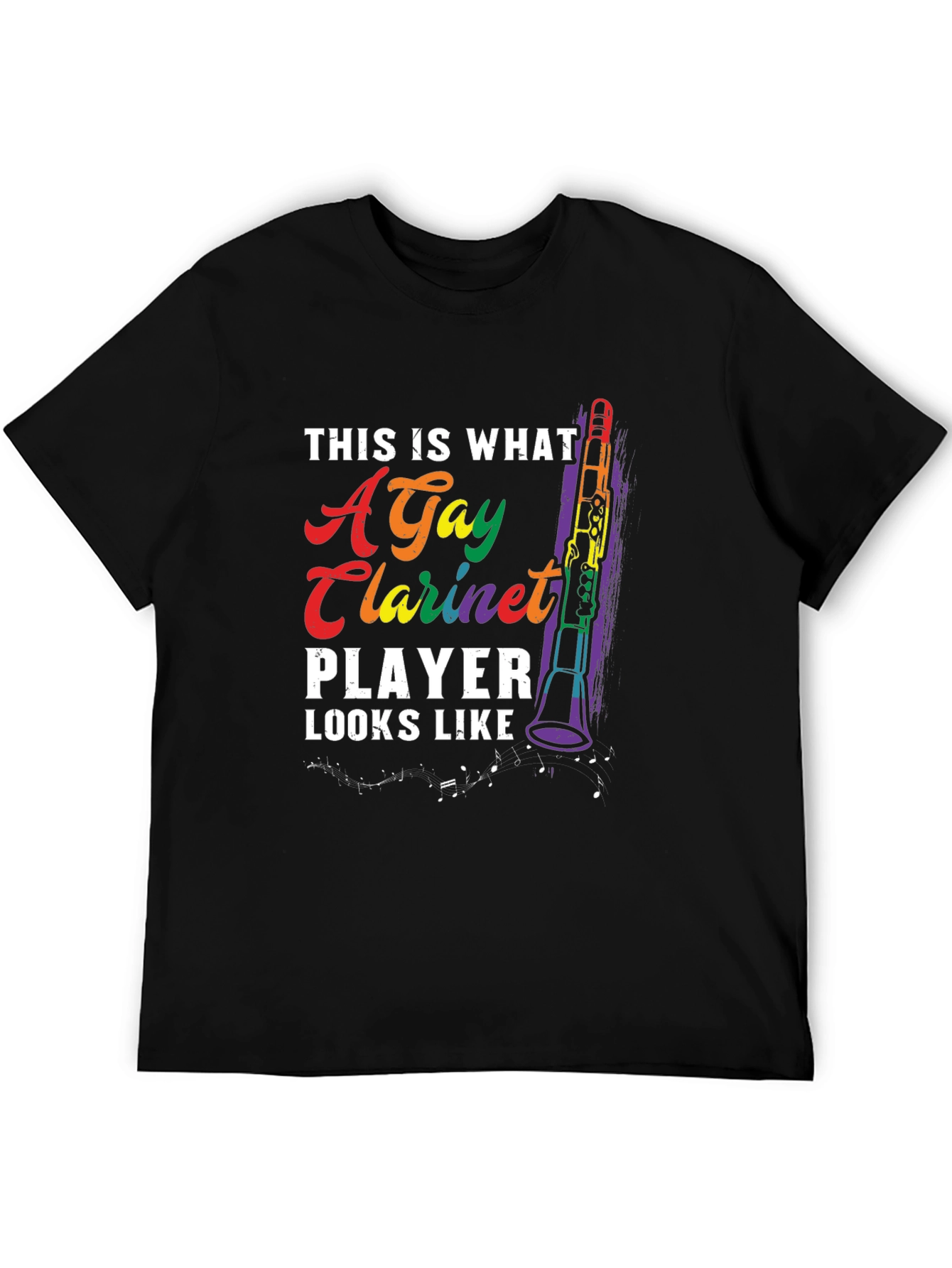 Gay Clarinet Player Graphic T-Shirt - Rainbow Pride Tee