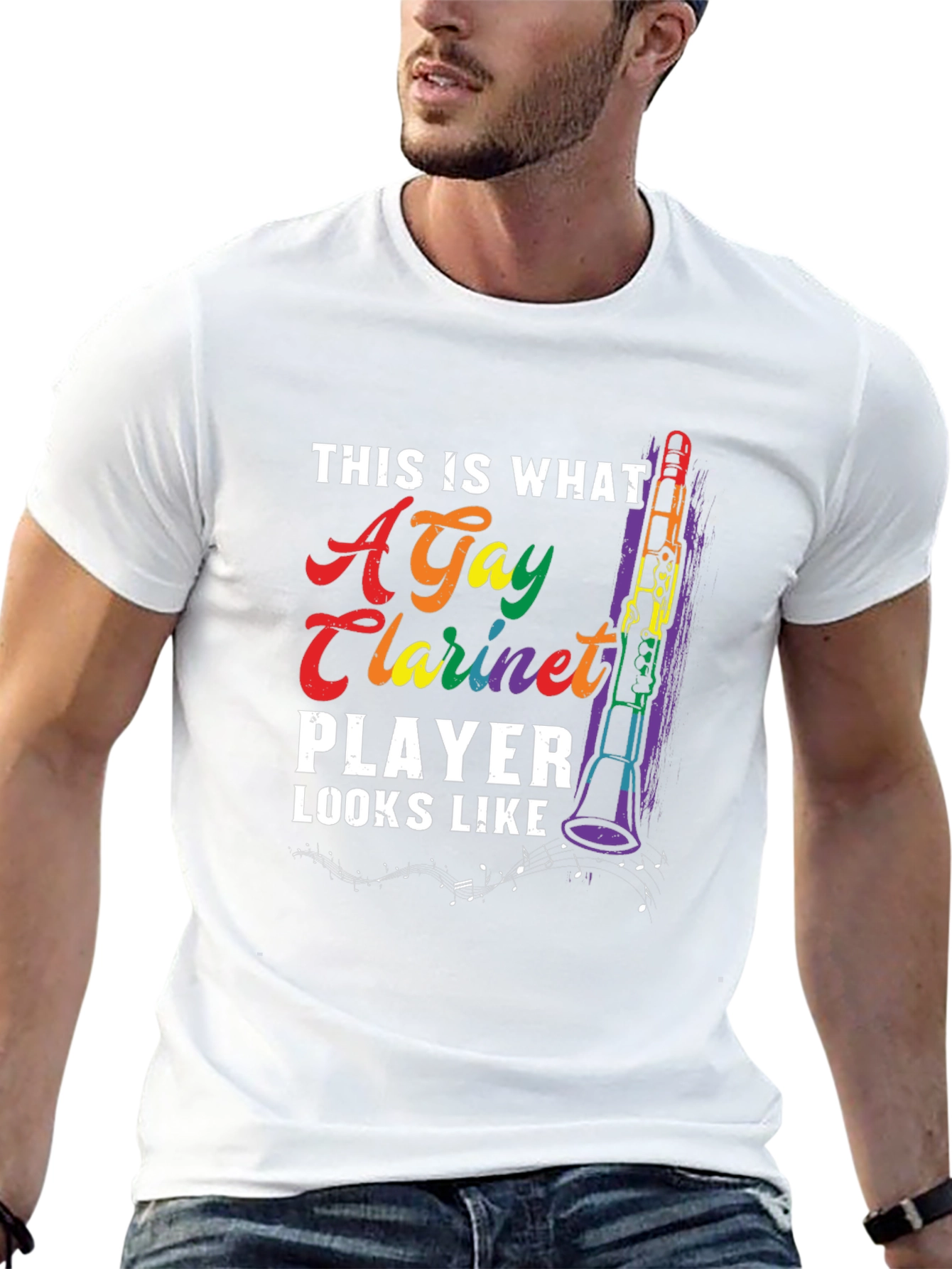 Gay Clarinet Player Graphic T-Shirt - Rainbow Pride Tee