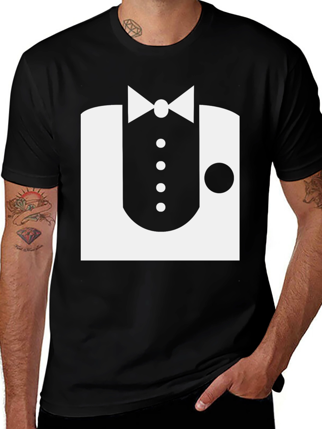 Formal Tuxedo Graphic Black T-Shirt
