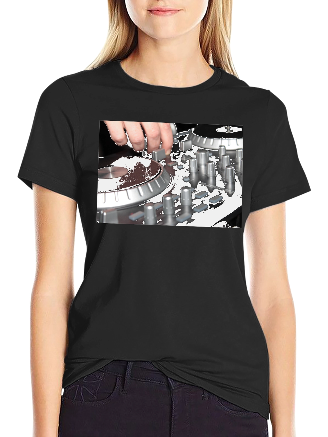 DJ Mixer Graphic Black T-Shirt