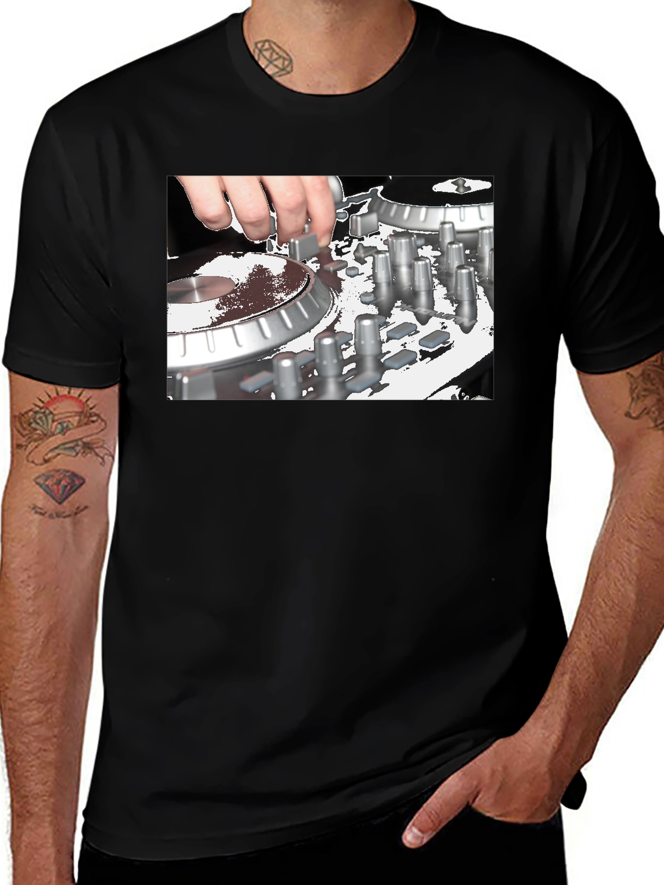 DJ Mixer Graphic Black T-Shirt