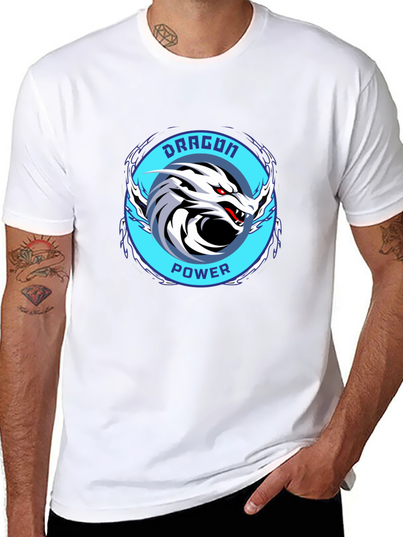 Dragon Power Graphic Tee - Black Cotton T-Shirt