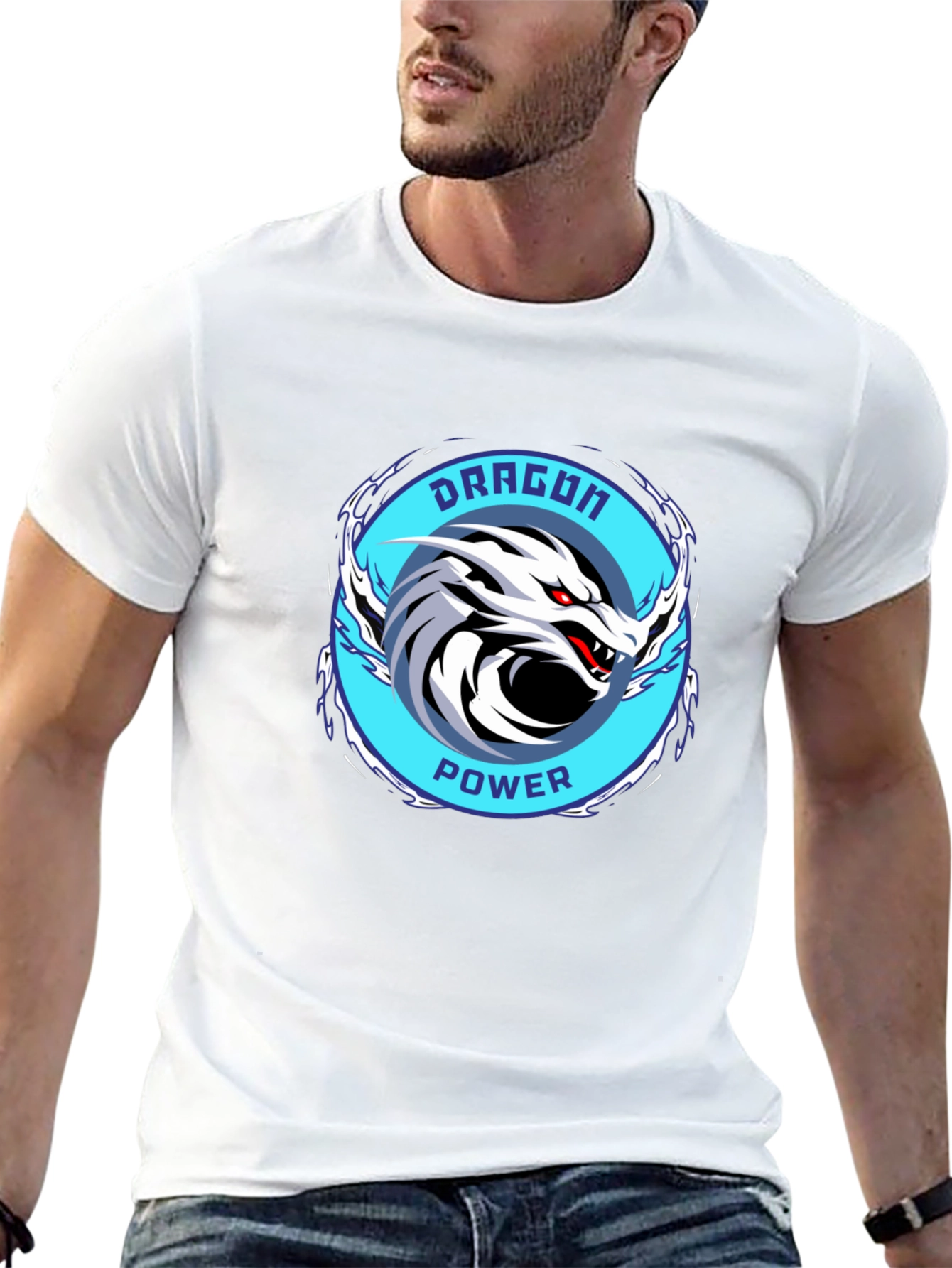 Dragon Power Graphic Tee - Black Cotton T-Shirt