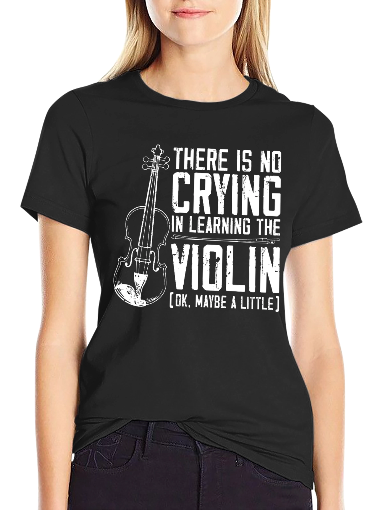 Funny Violin T-Shirt: No Crying in Learning